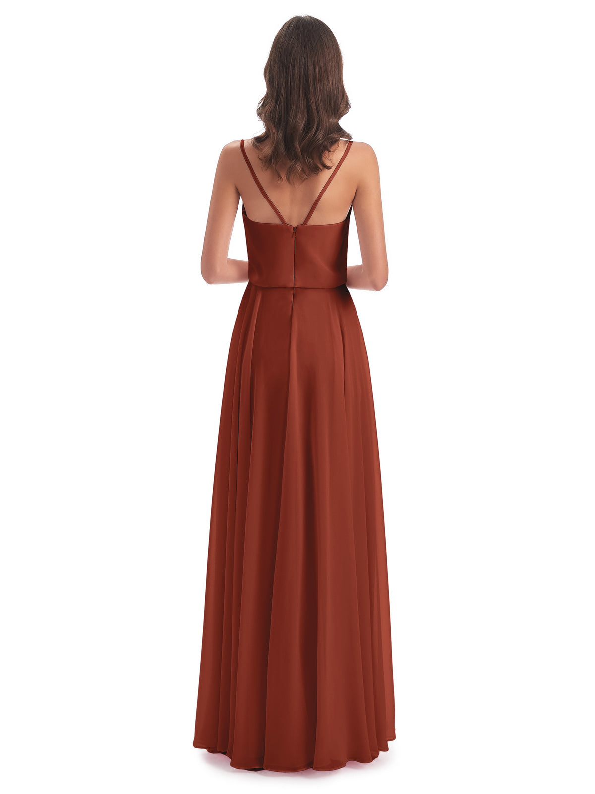 Leah Floor Length Spaghetti Straps Chiffon Bridesmaid Dresses