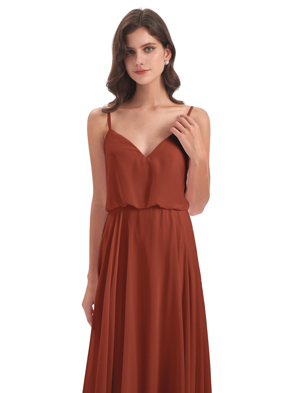 Leah Floor Length Spaghetti Straps Chiffon Bridesmaid Dresses