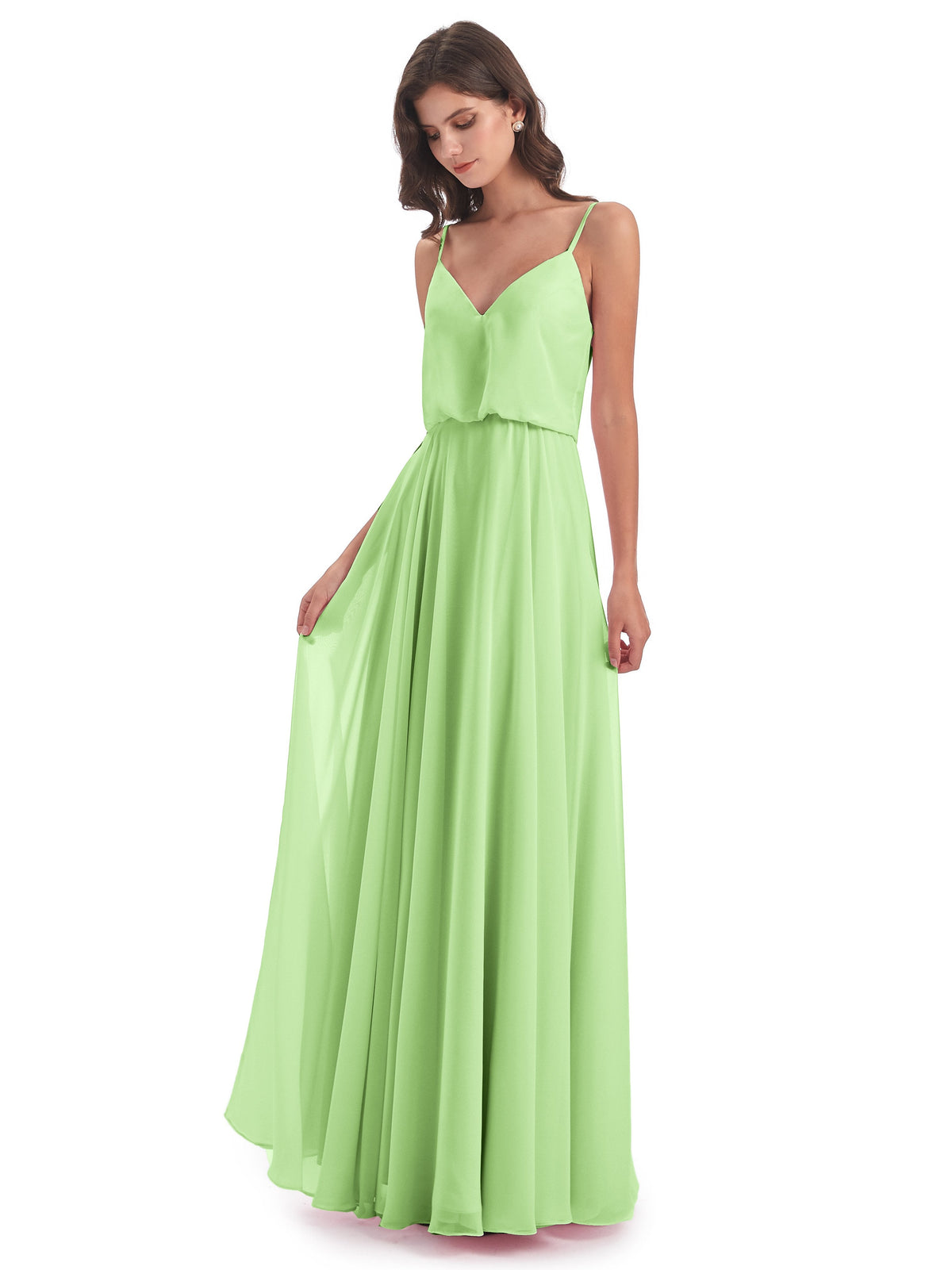 Leah Floor Length Spaghetti Straps Chiffon Bridesmaid Dresses