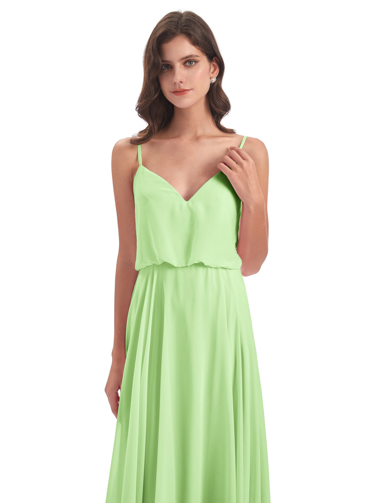 Leah Floor Length Spaghetti Straps Chiffon Bridesmaid Dresses
