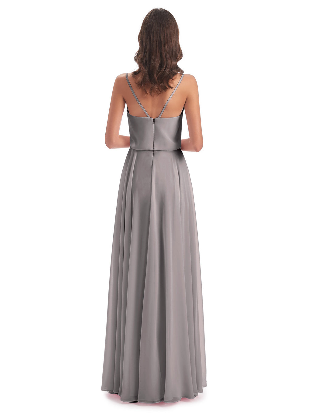 Leah Floor Length Spaghetti Straps Chiffon Bridesmaid Dresses