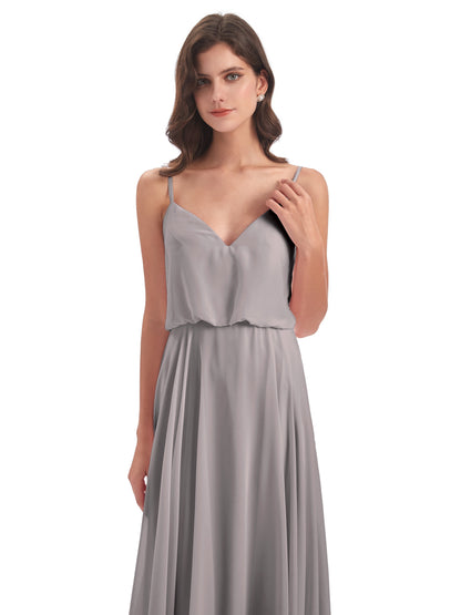 Leah Floor Length Spaghetti Straps Chiffon Bridesmaid Dresses
