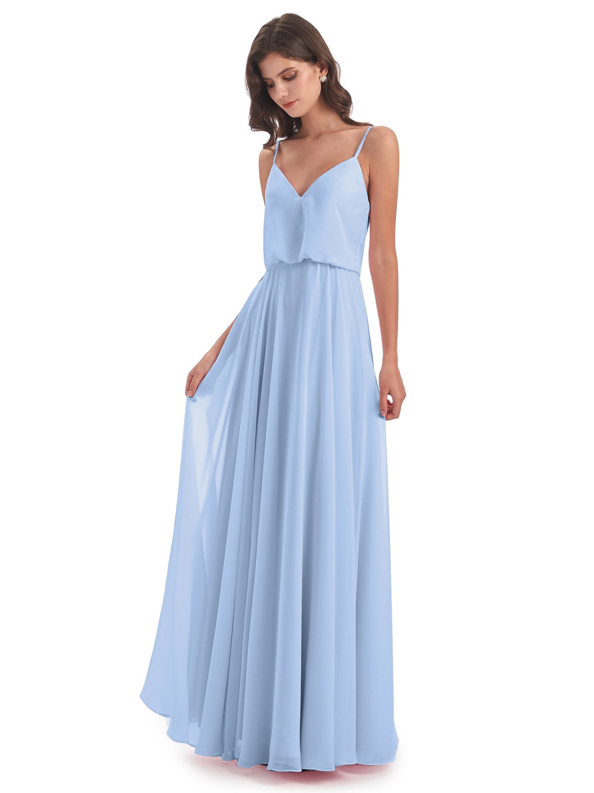 Leah Floor Length Spaghetti Straps Chiffon Bridesmaid Dresses