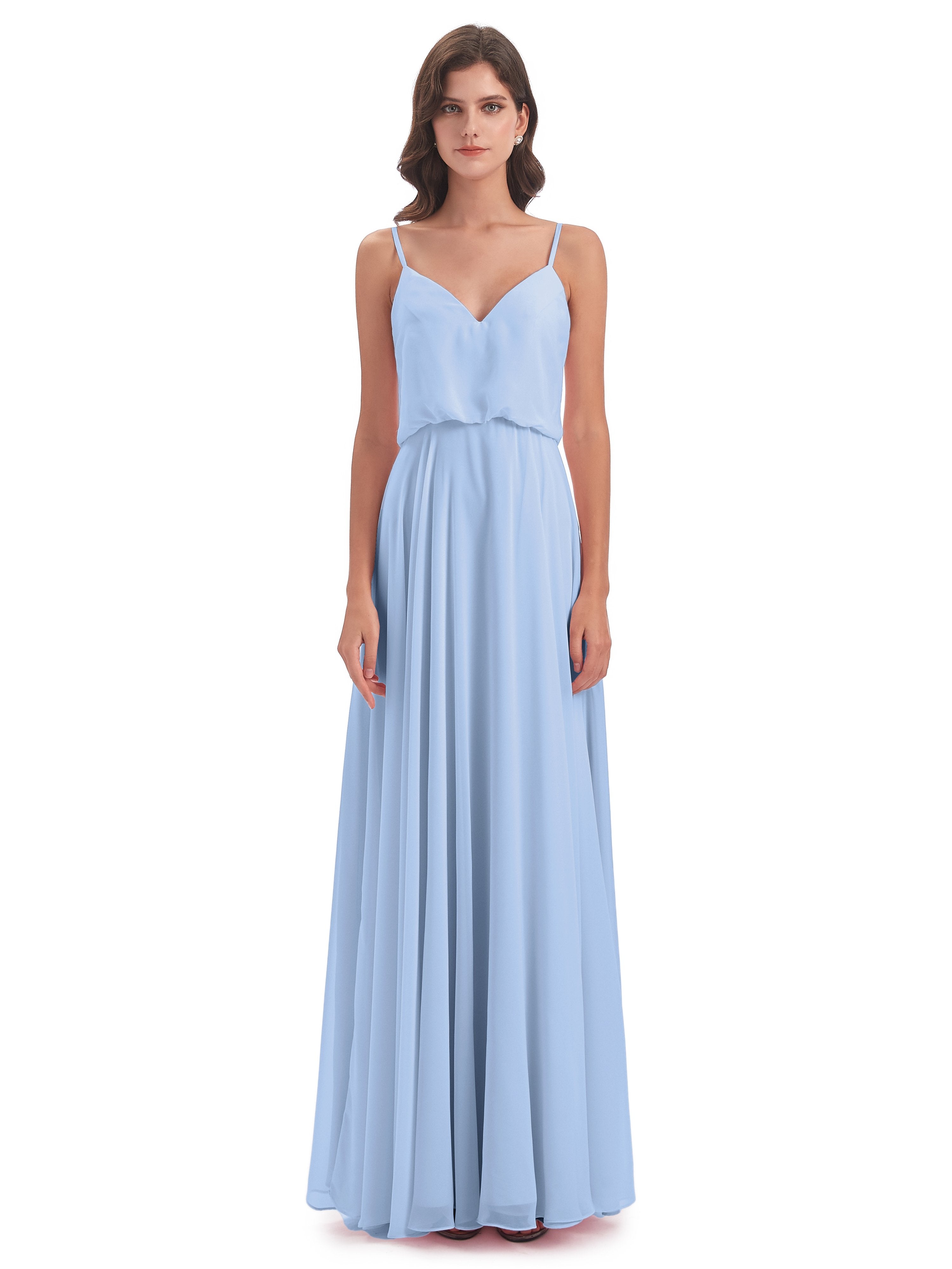 Leah Floor Length Spaghetti Straps Chiffon Bridesmaid Dresses