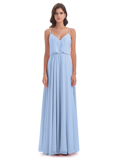 Leah Floor Length Spaghetti Straps Chiffon Bridesmaid Dresses