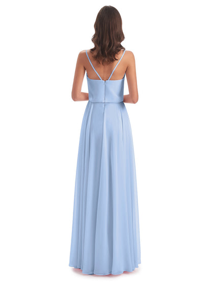 Leah Floor Length Spaghetti Straps Chiffon Bridesmaid Dresses
