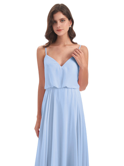 Leah Floor Length Spaghetti Straps Chiffon Bridesmaid Dresses