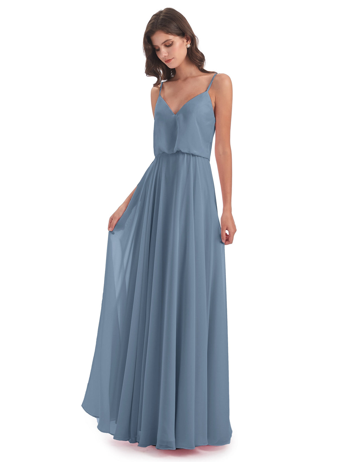Leah Floor Length Spaghetti Straps Chiffon Bridesmaid Dresses