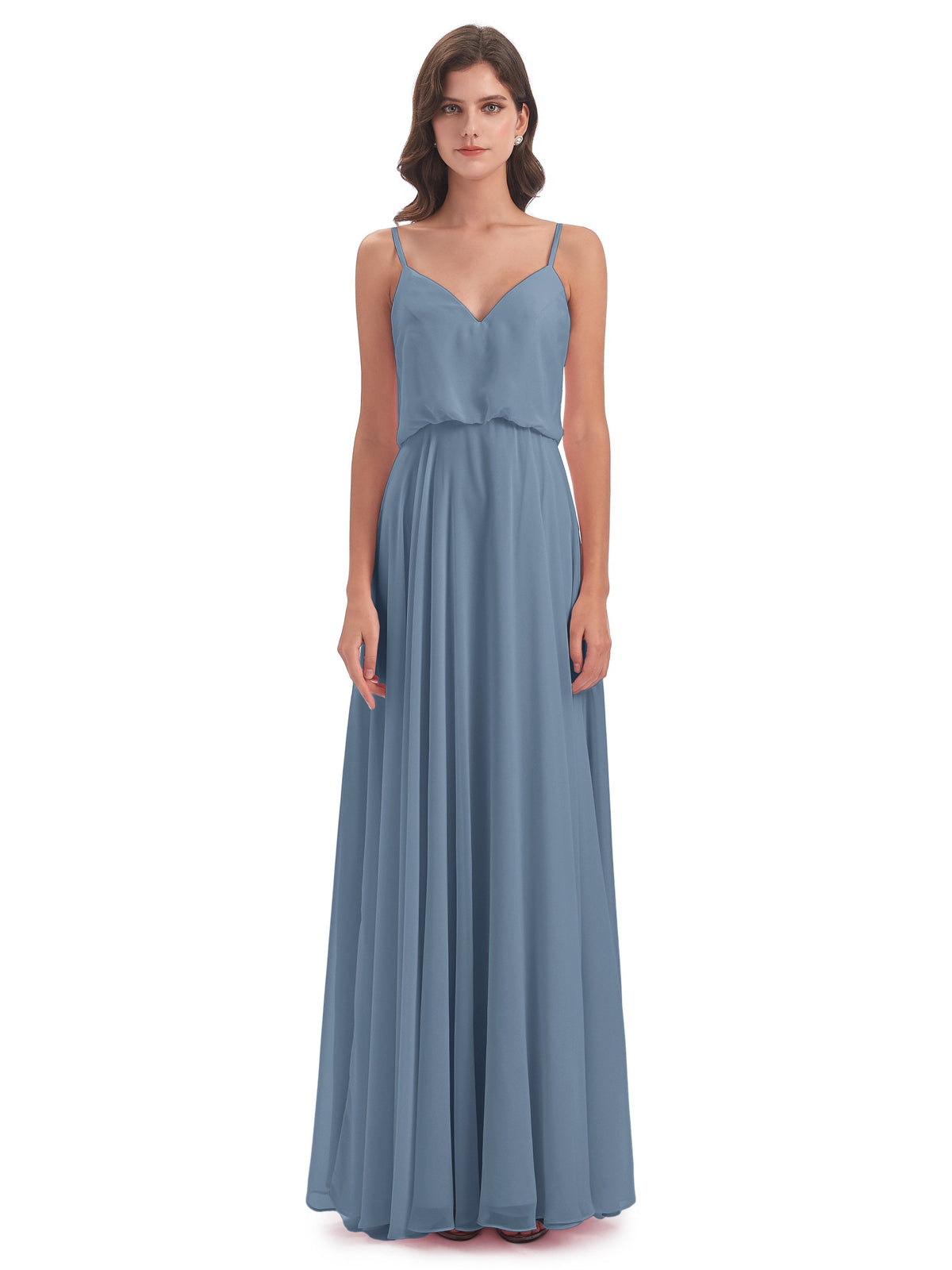 Leah Floor Length Spaghetti Straps Chiffon Bridesmaid Dresses