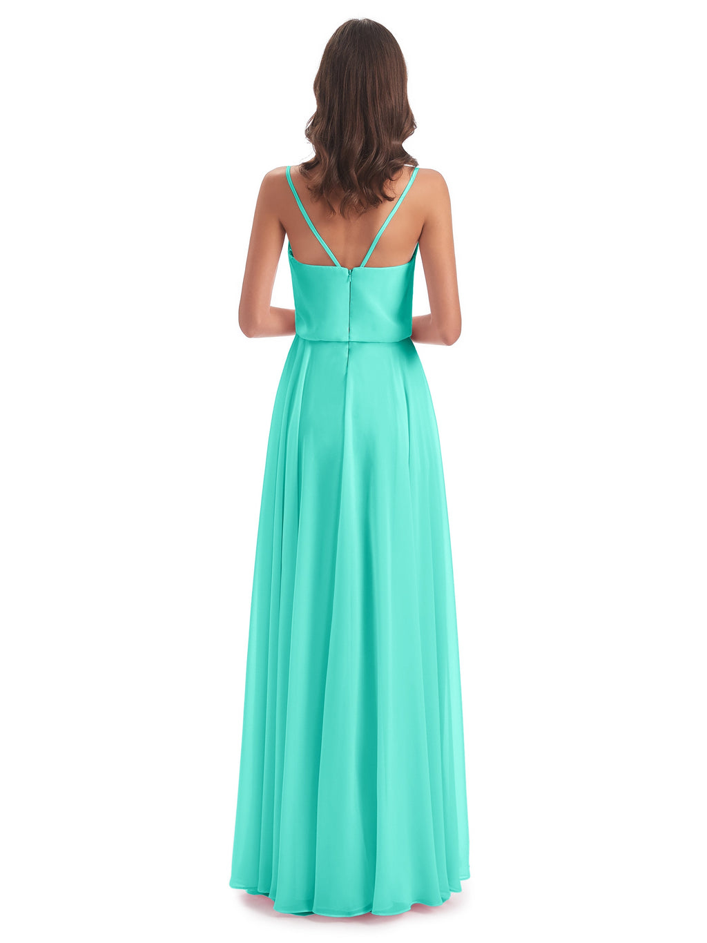 Leah Floor Length Spaghetti Straps Chiffon Bridesmaid Dresses