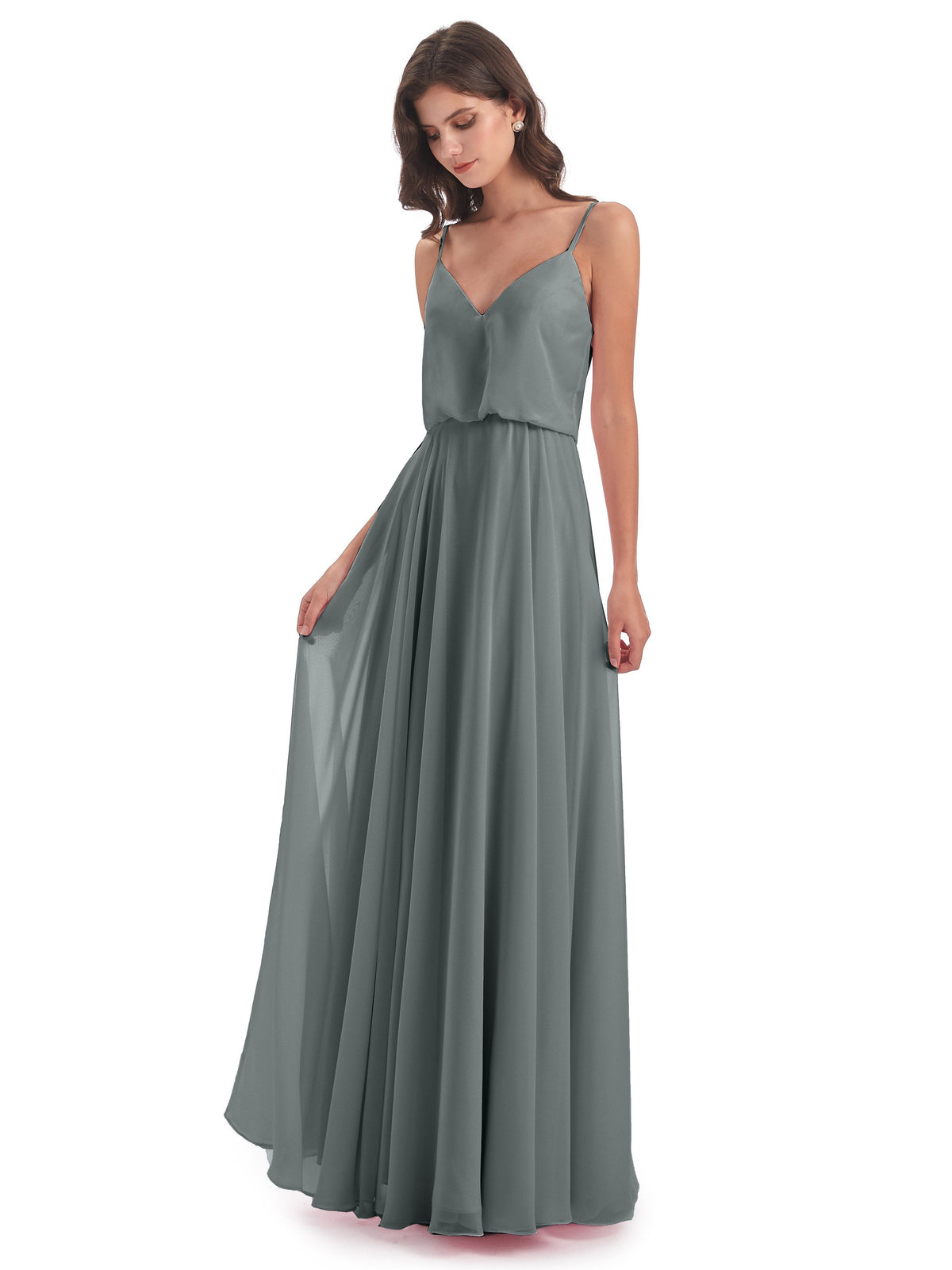 Leah Floor Length Spaghetti Straps Chiffon Bridesmaid Dresses