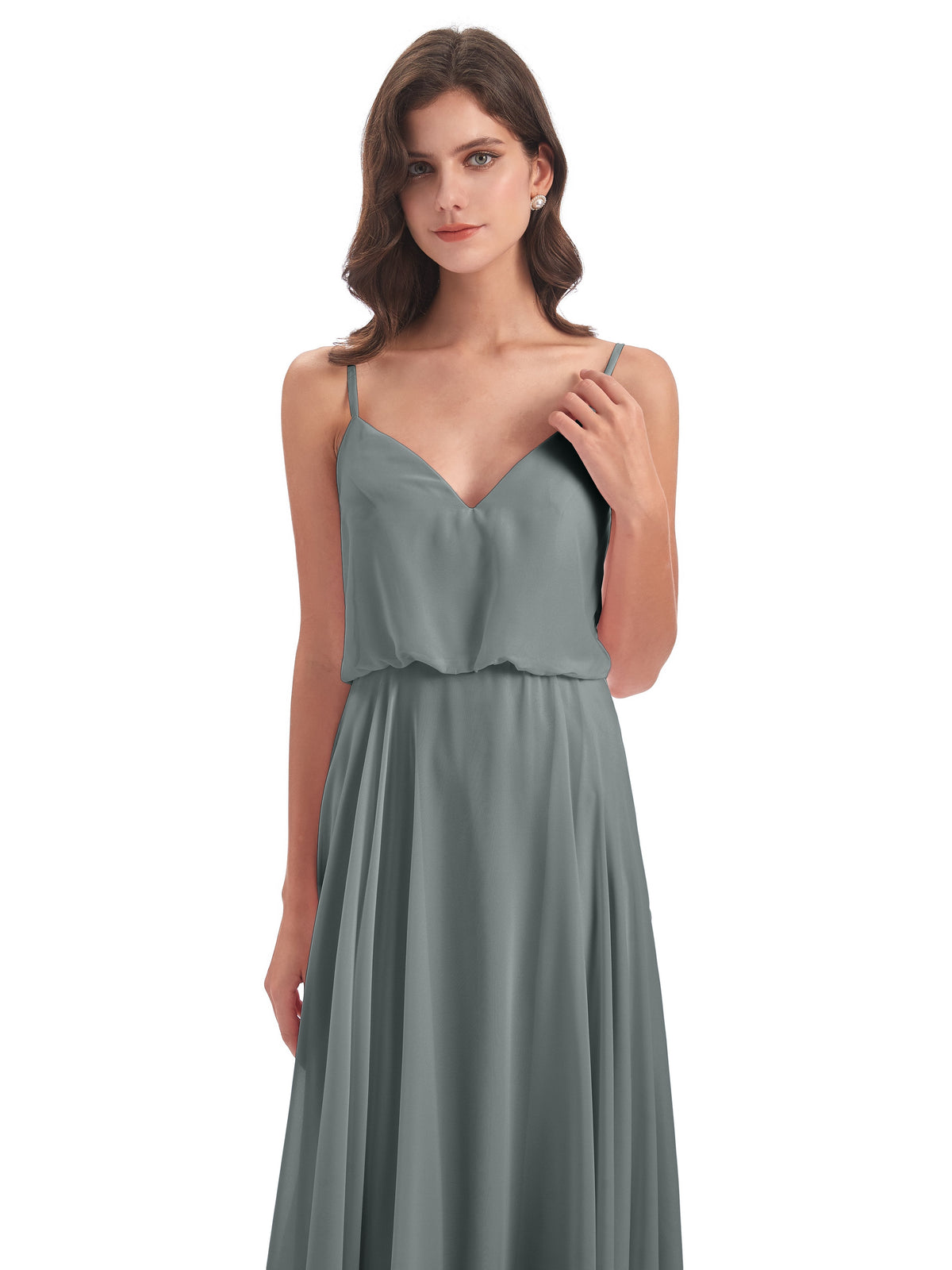 Leah Floor Length Spaghetti Straps Chiffon Bridesmaid Dresses