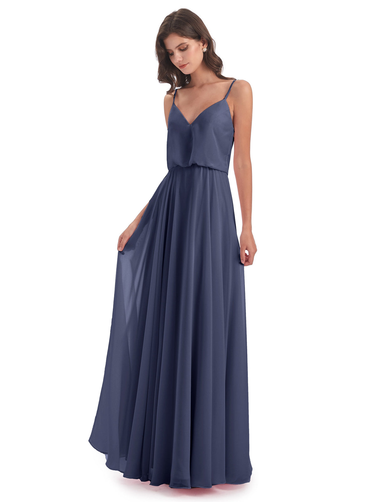 Leah Floor Length Spaghetti Straps Chiffon Bridesmaid Dresses