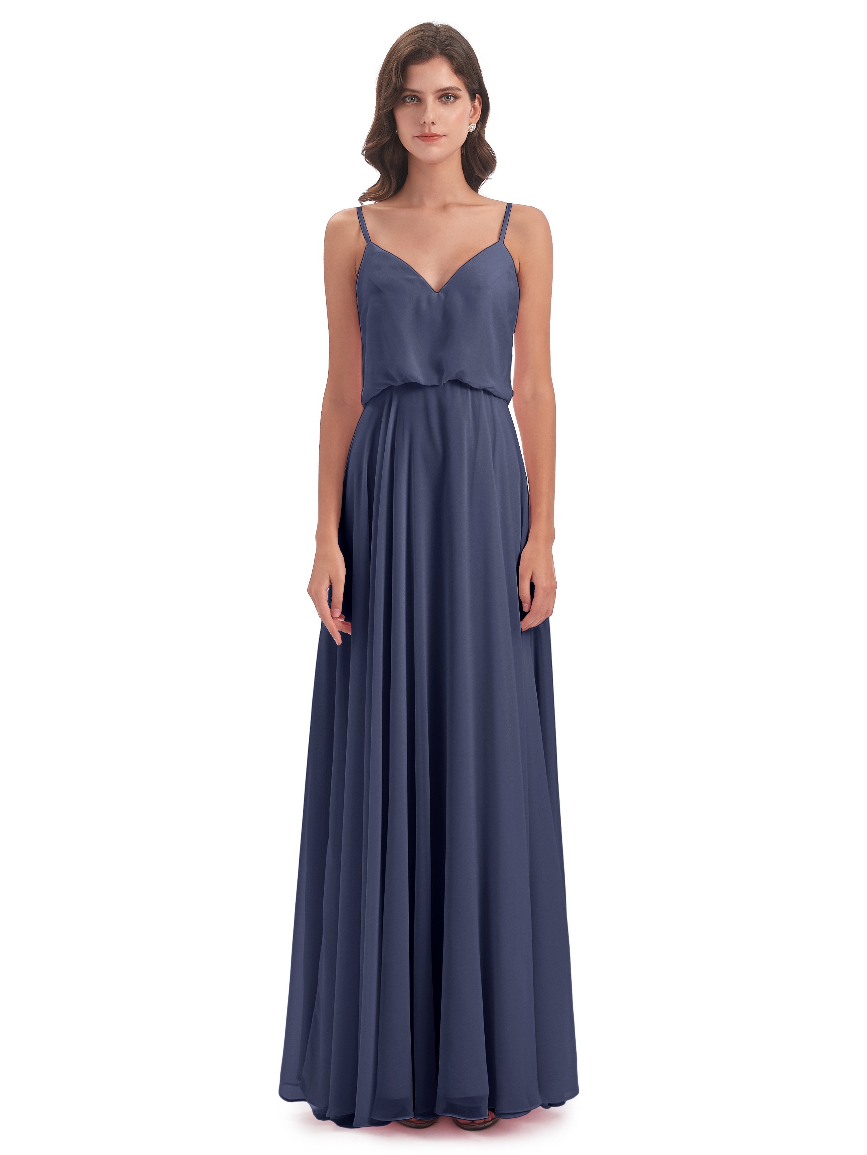Leah Floor Length Spaghetti Straps Chiffon Bridesmaid Dresses