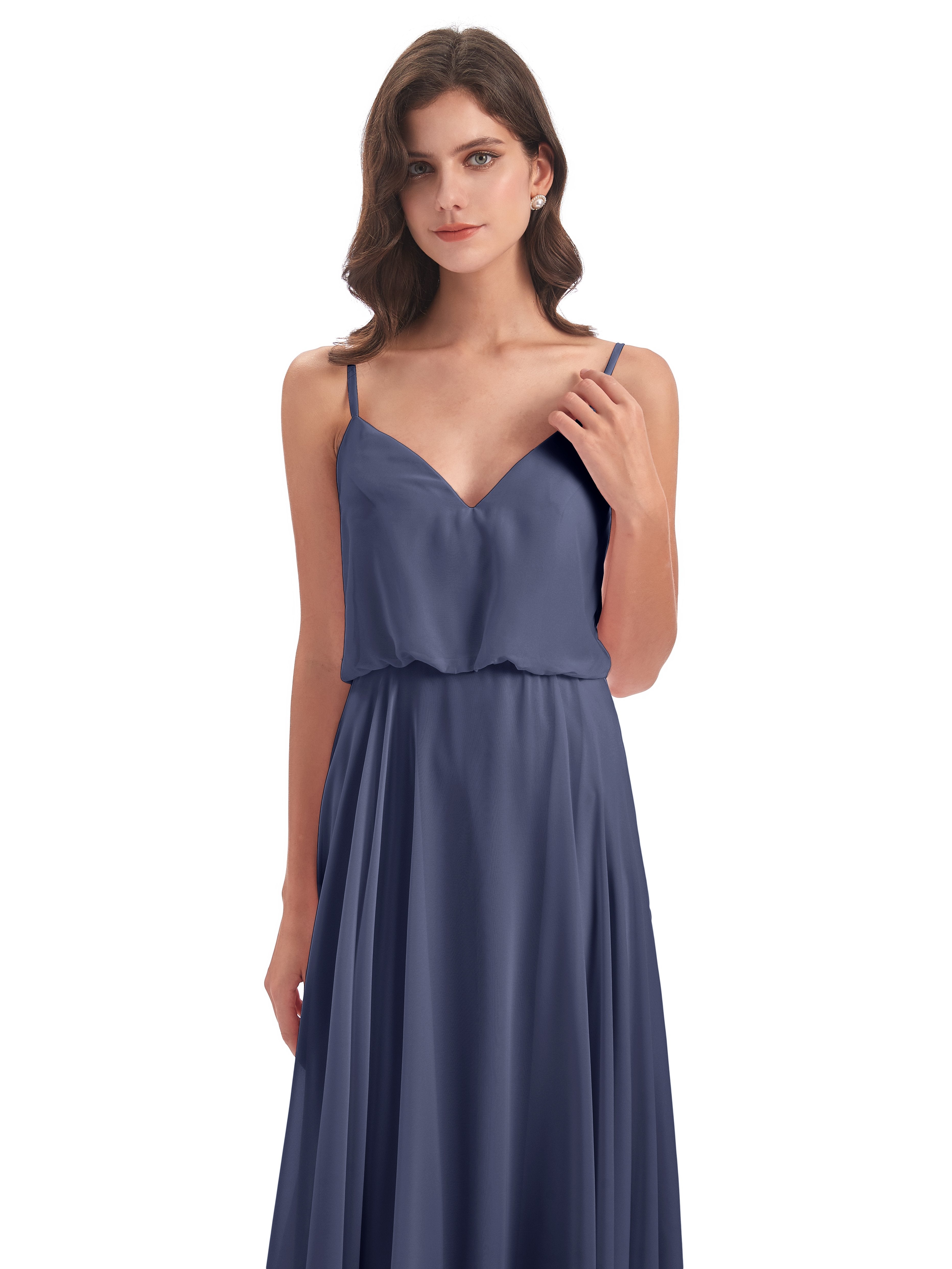 Leah Floor Length Spaghetti Straps Chiffon Bridesmaid Dresses