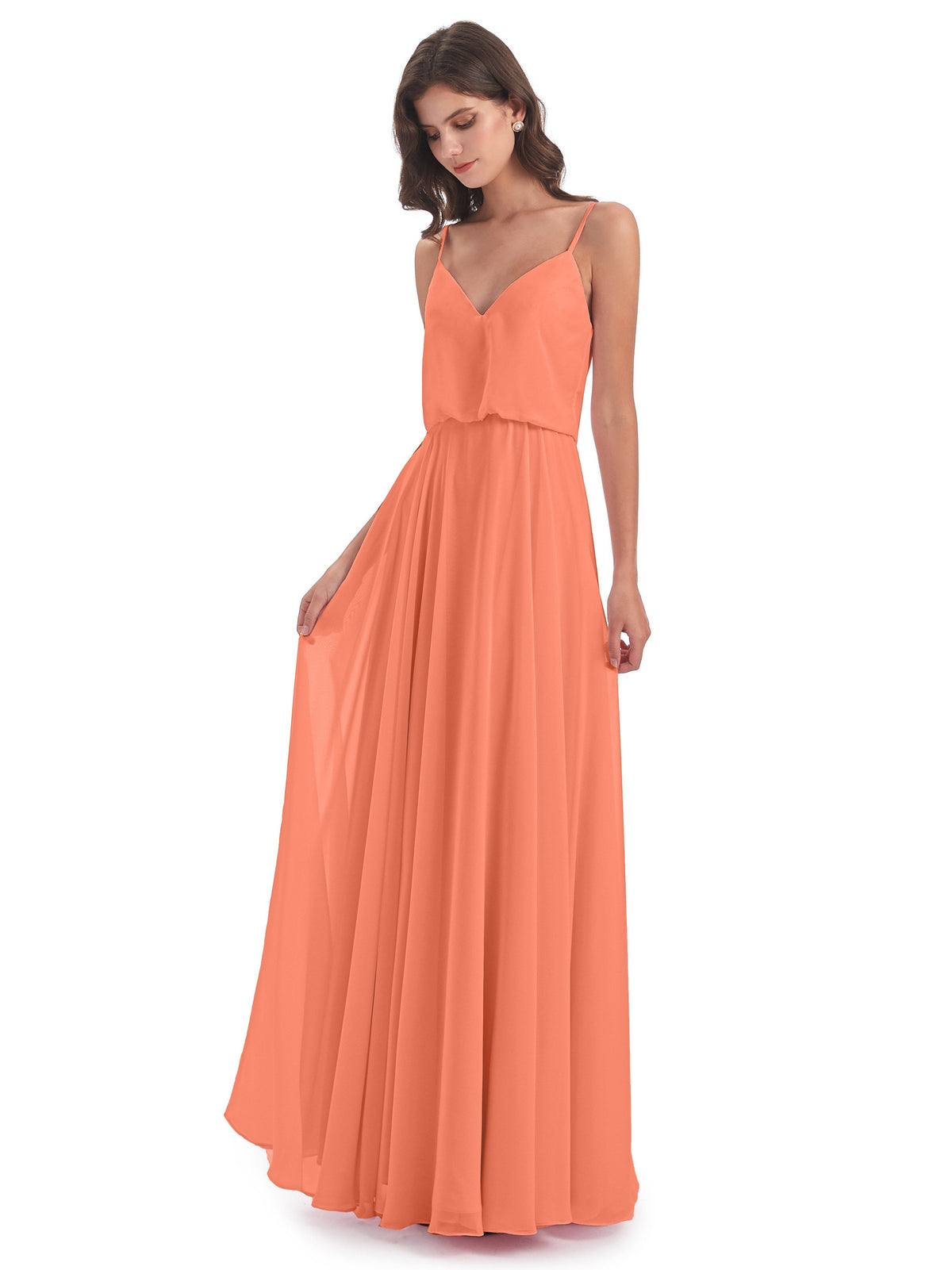 Leah Floor Length Spaghetti Straps Chiffon Bridesmaid Dresses