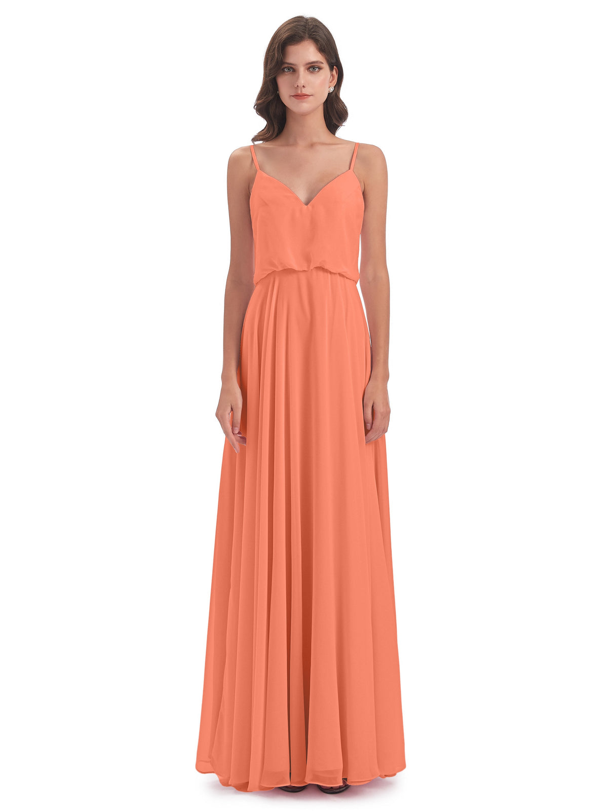 Leah Floor Length Spaghetti Straps Chiffon Bridesmaid Dresses