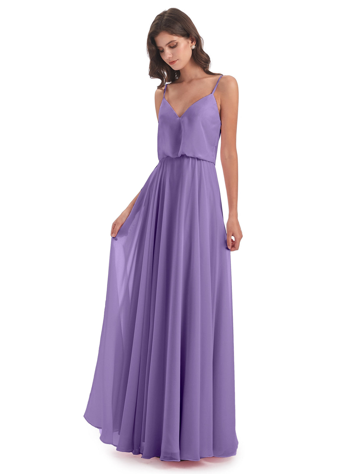 Leah Floor Length Spaghetti Straps Chiffon Bridesmaid Dresses