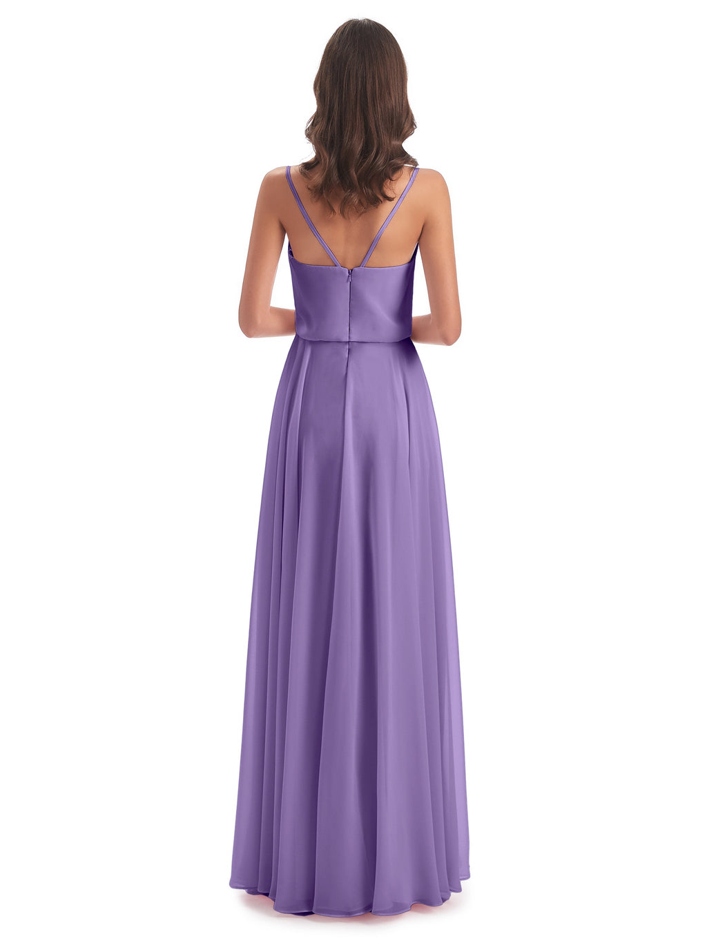 Leah Floor Length Spaghetti Straps Chiffon Bridesmaid Dresses
