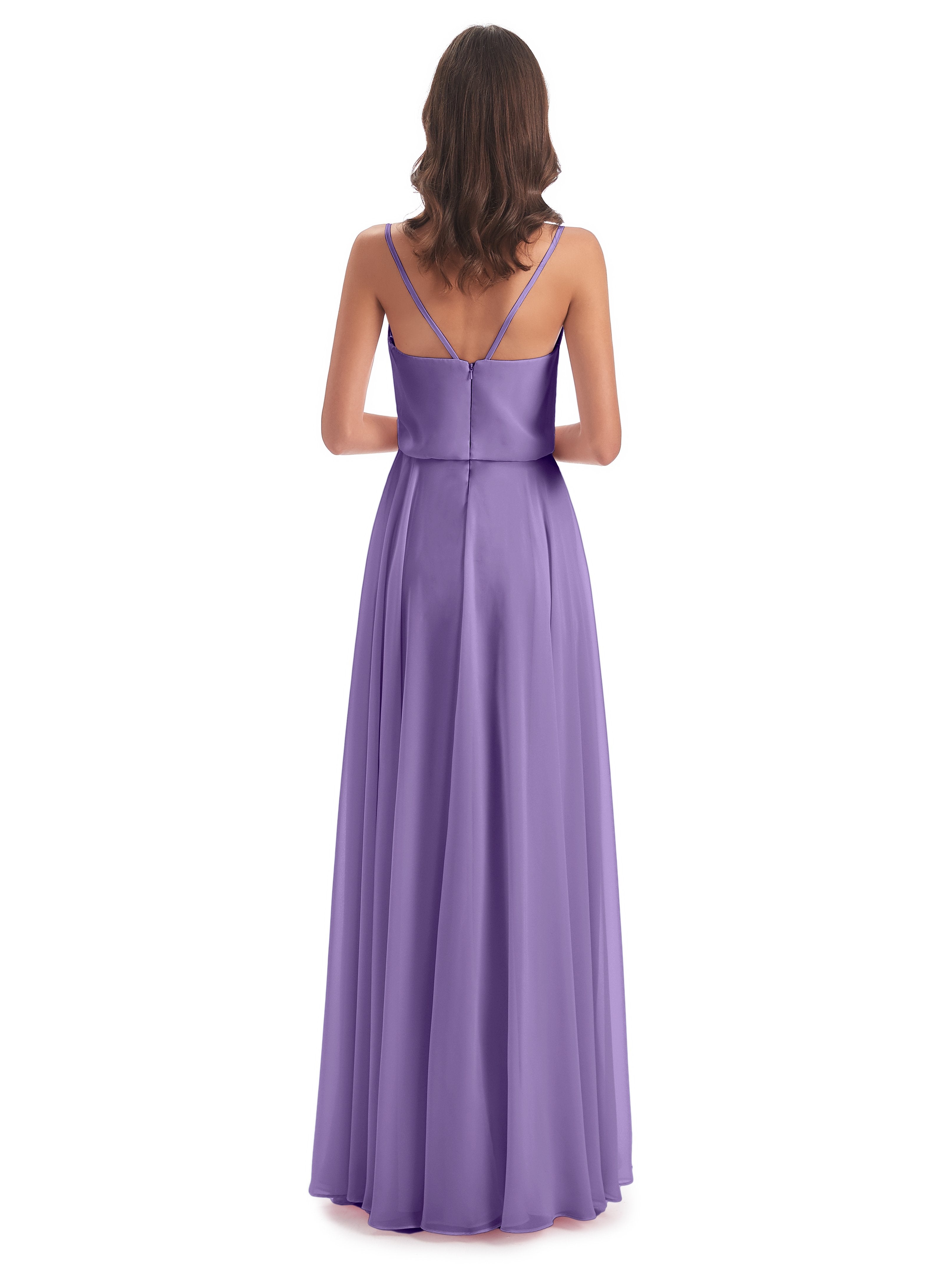 Leah Floor Length Spaghetti Straps Chiffon Bridesmaid Dresses