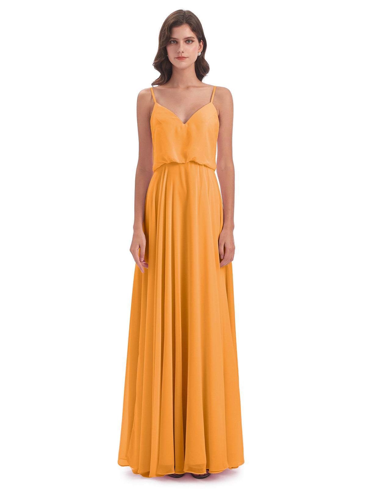 Leah Floor Length Spaghetti Straps Chiffon Bridesmaid Dresses