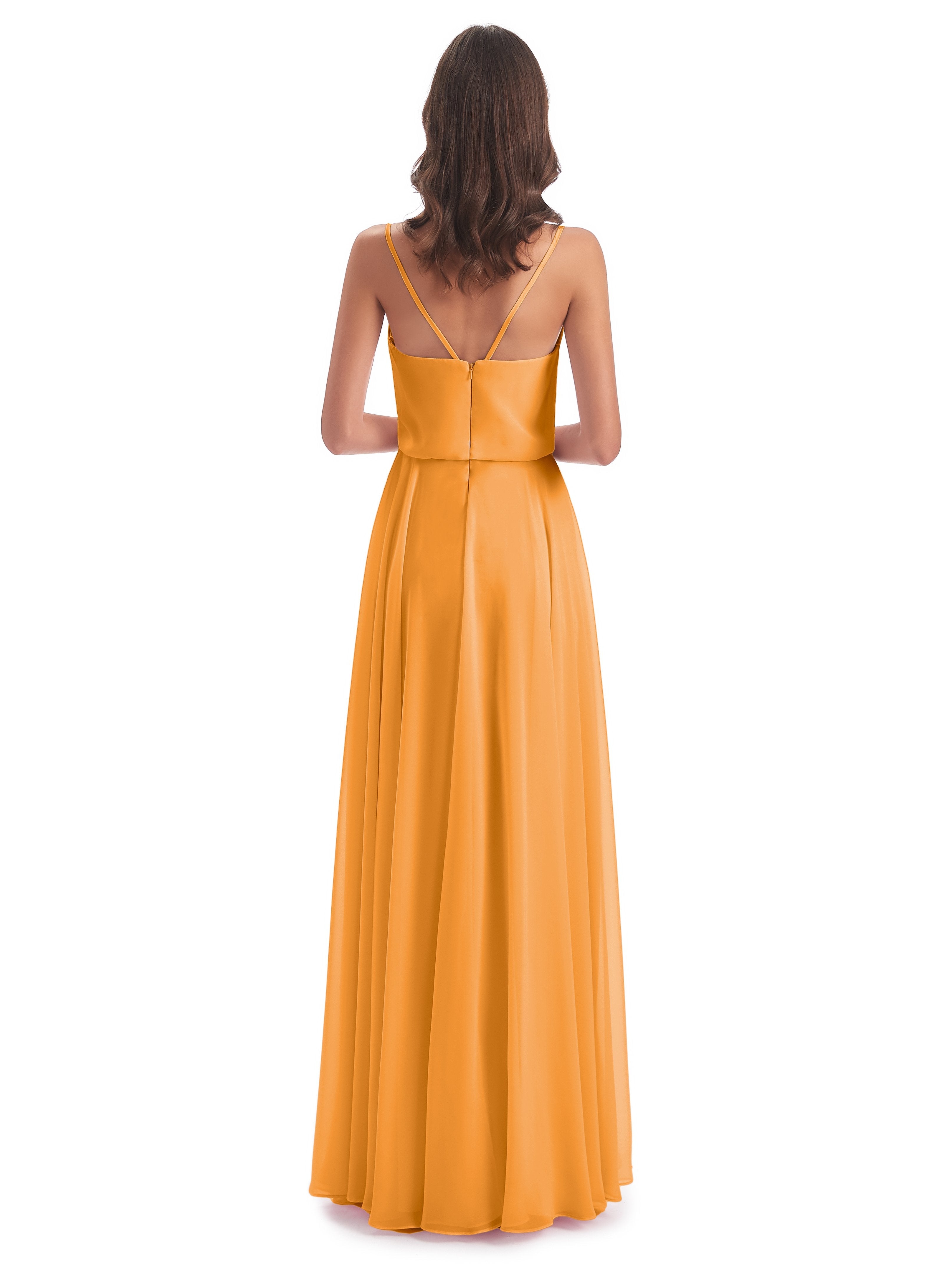 Leah Floor Length Spaghetti Straps Chiffon Bridesmaid Dresses