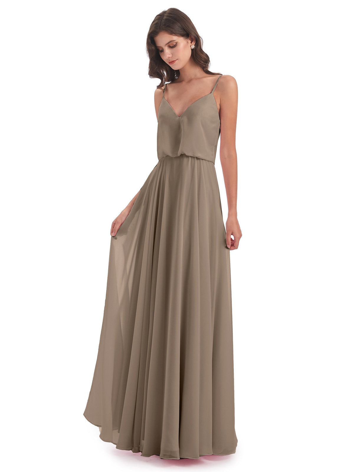 Leah Floor Length Spaghetti Straps Chiffon Bridesmaid Dresses