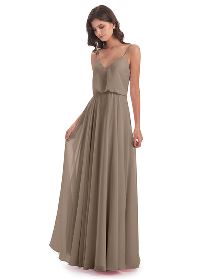 Leah Floor Length Spaghetti Straps Chiffon Bridesmaid Dresses