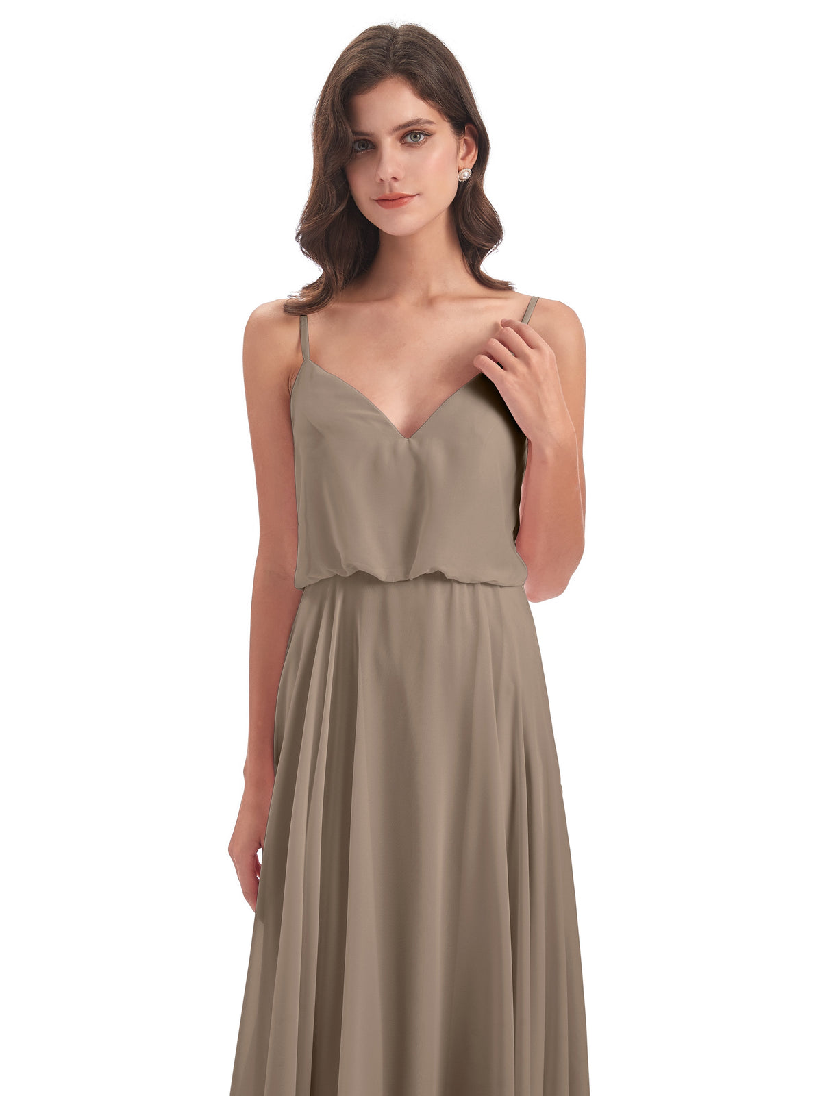 Leah Floor Length Spaghetti Straps Chiffon Bridesmaid Dresses