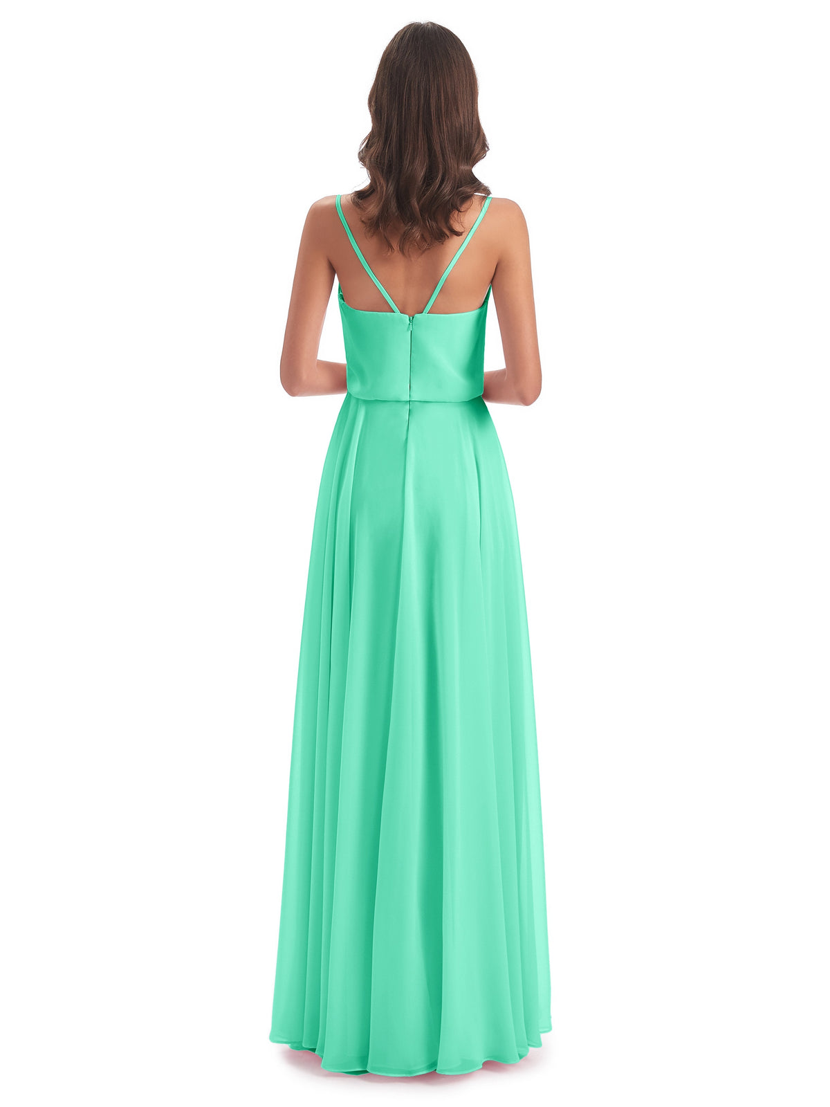 Leah Floor Length Spaghetti Straps Chiffon Bridesmaid Dresses