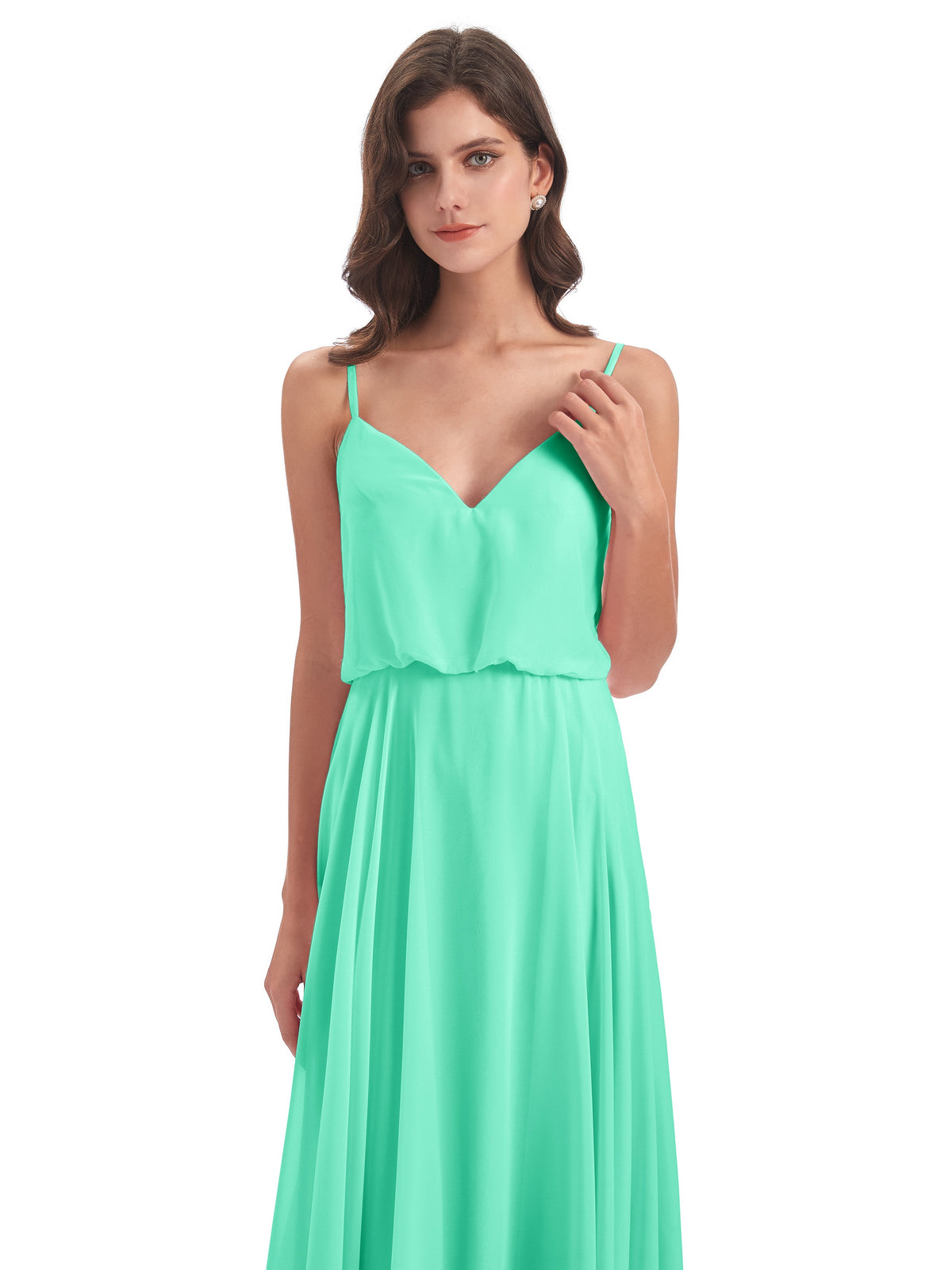 Leah Floor Length Spaghetti Straps Chiffon Bridesmaid Dresses