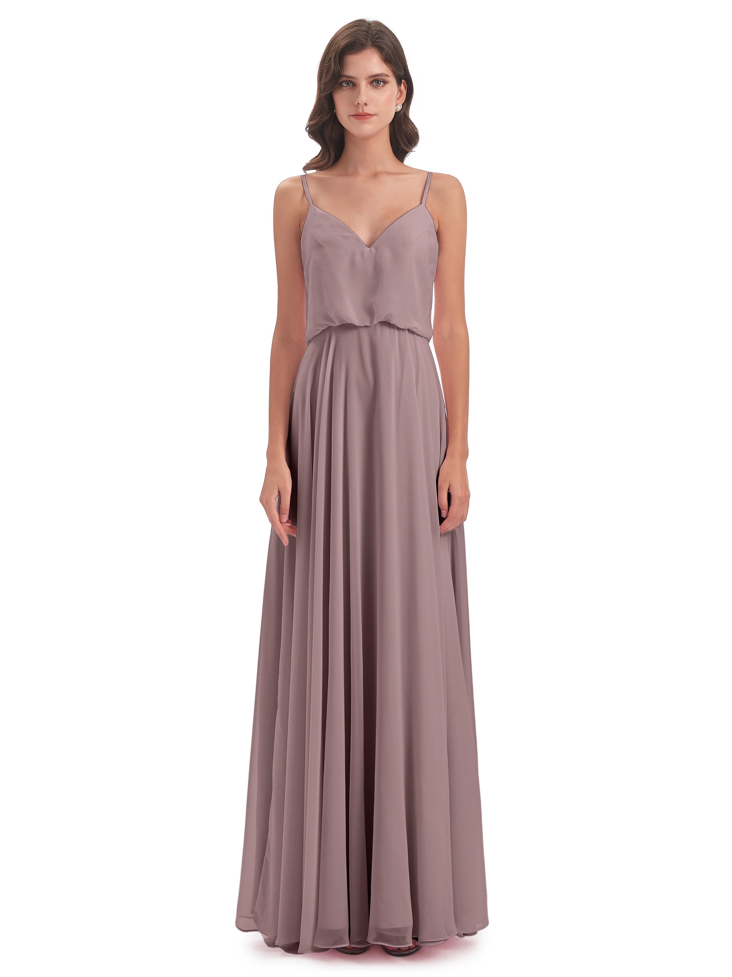 Leah Floor Length Spaghetti Straps Chiffon Bridesmaid Dresses