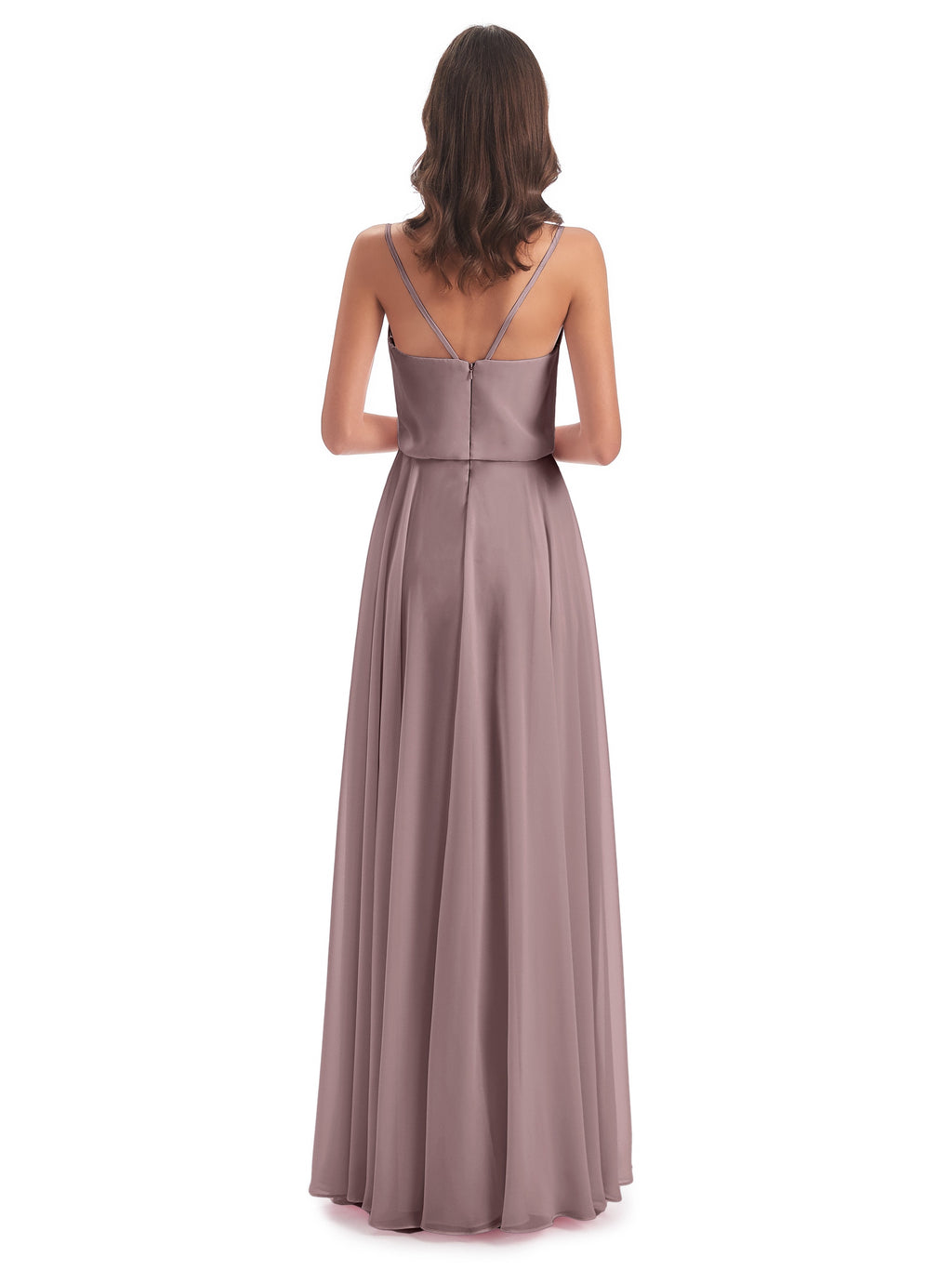 Leah Floor Length Spaghetti Straps Chiffon Bridesmaid Dresses