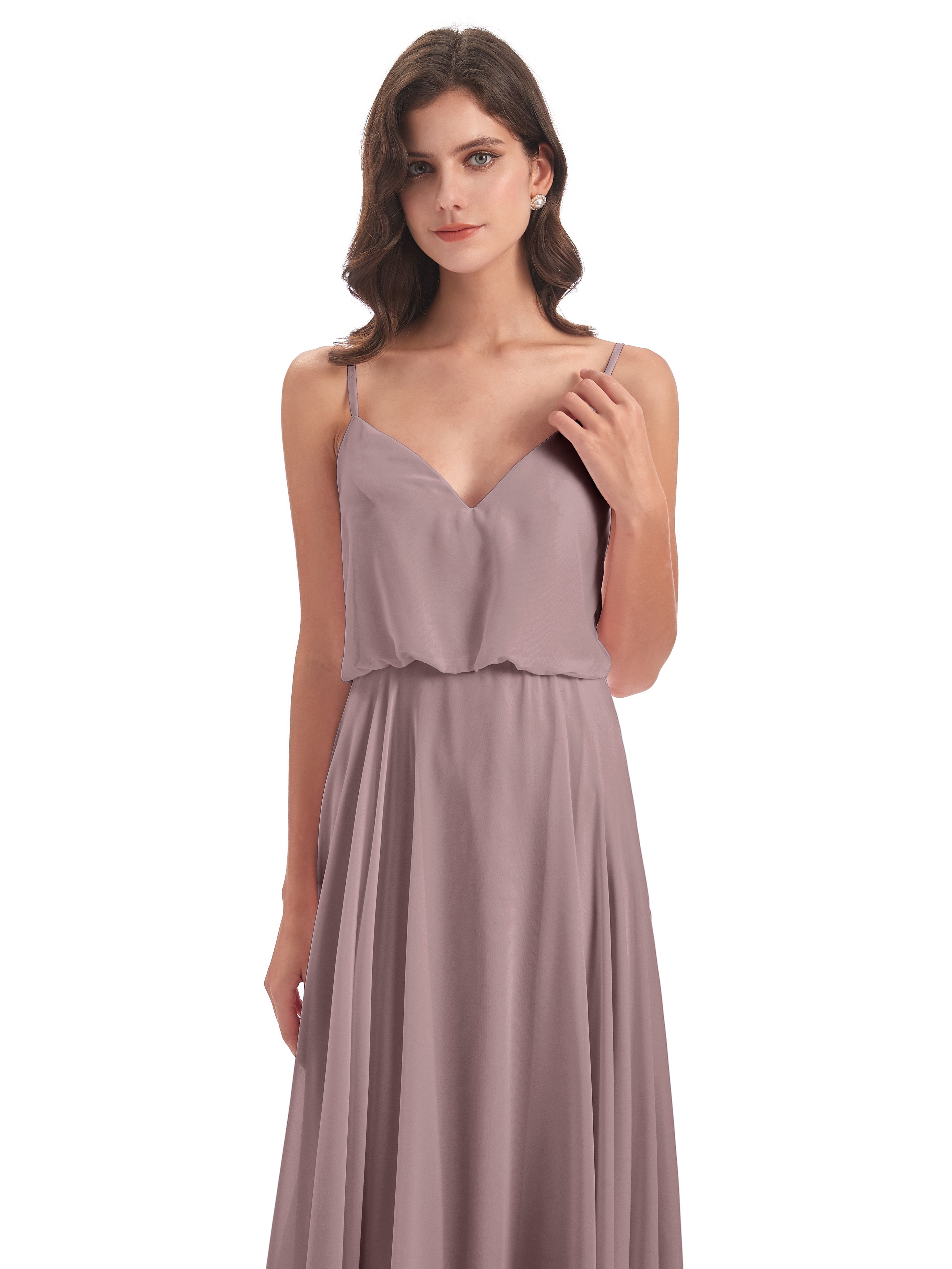 Leah Floor Length Spaghetti Straps Chiffon Bridesmaid Dresses