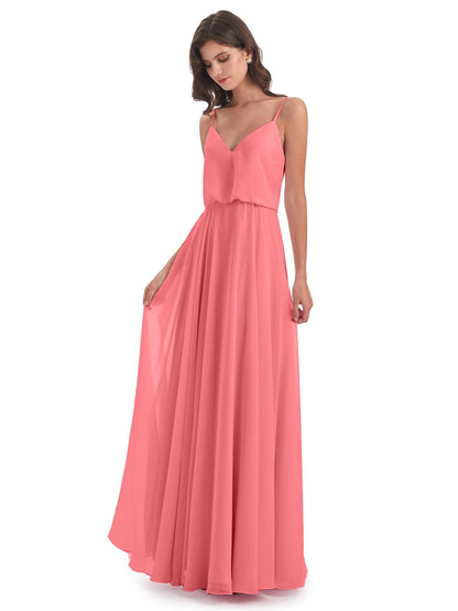 Leah Floor Length Spaghetti Straps Chiffon Bridesmaid Dresses