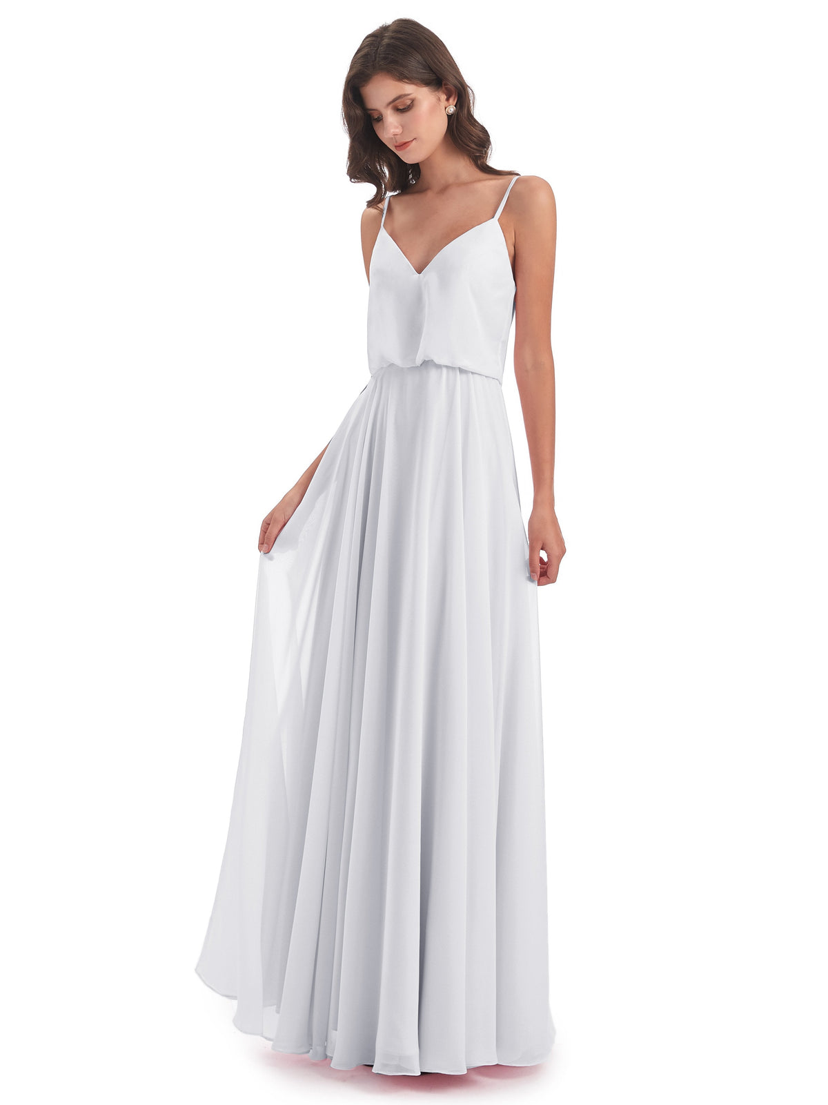 Leah Floor Length Spaghetti Straps Chiffon Bridesmaid Dresses
