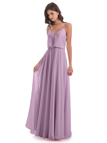 Leah Floor Length Spaghetti Straps Chiffon Bridesmaid Dresses