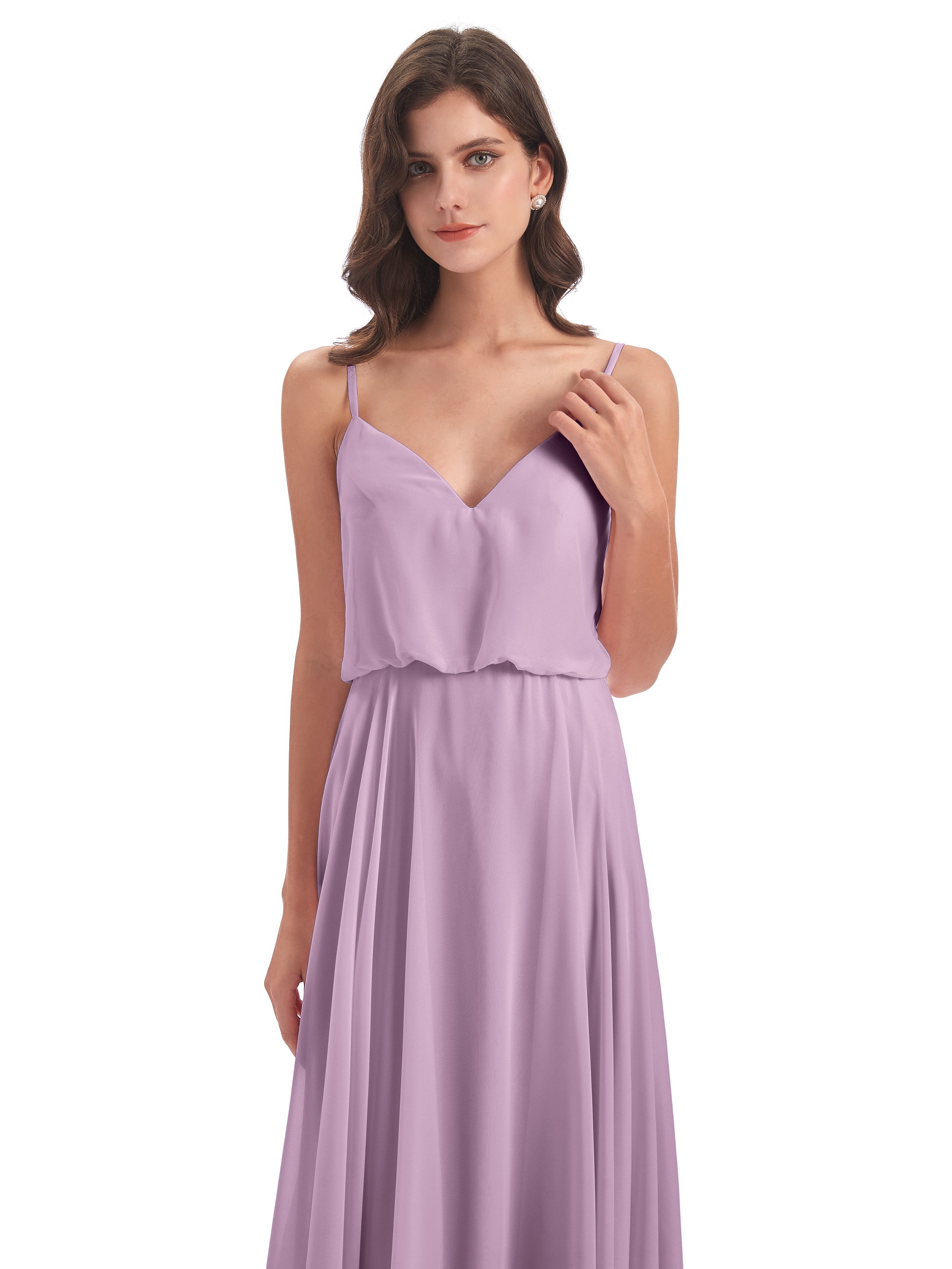 Leah Floor Length Spaghetti Straps Chiffon Bridesmaid Dresses