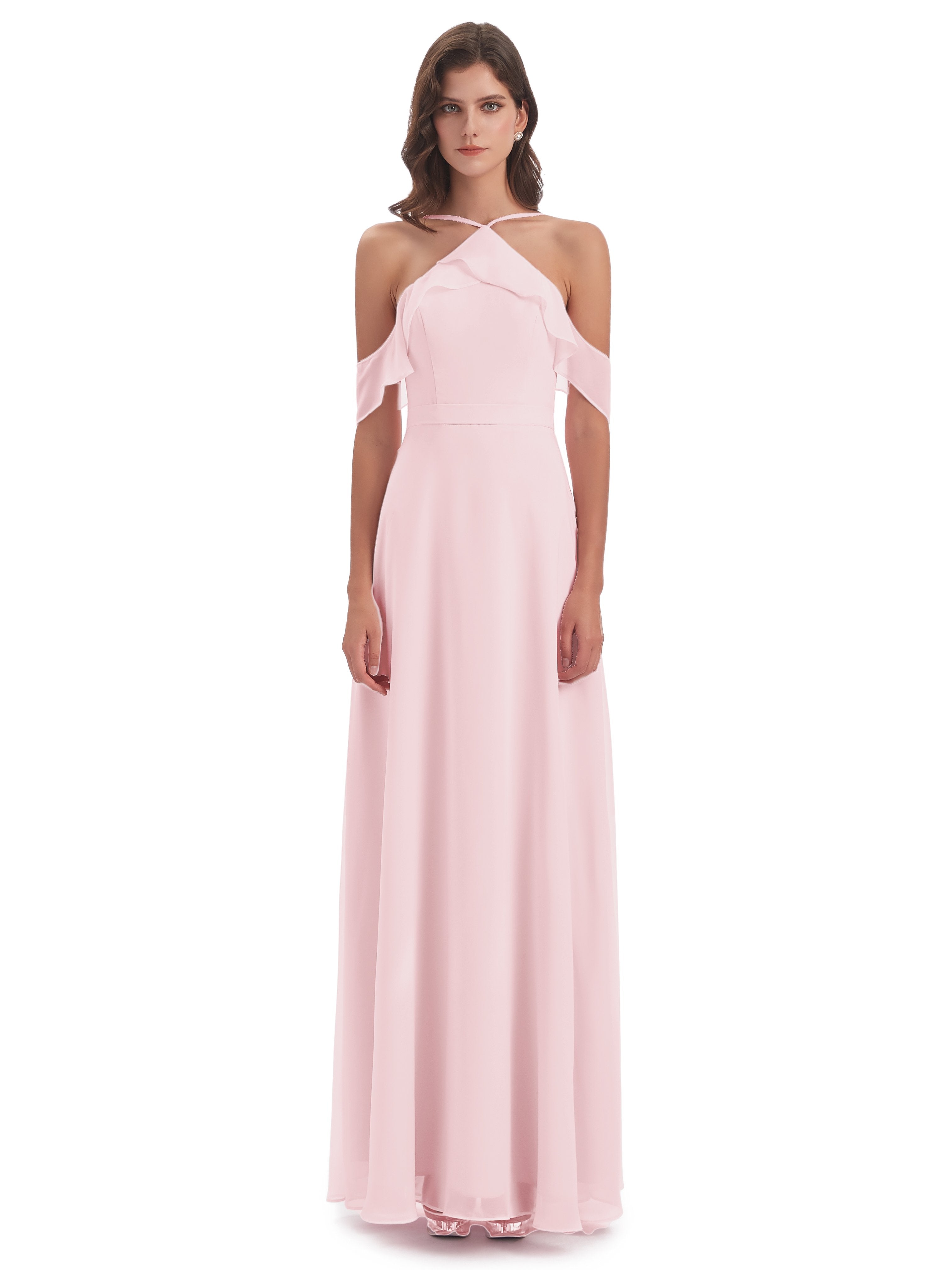 Lillian Sheath Off The Shoulder Chiffon Long Bridesmaid Dresses