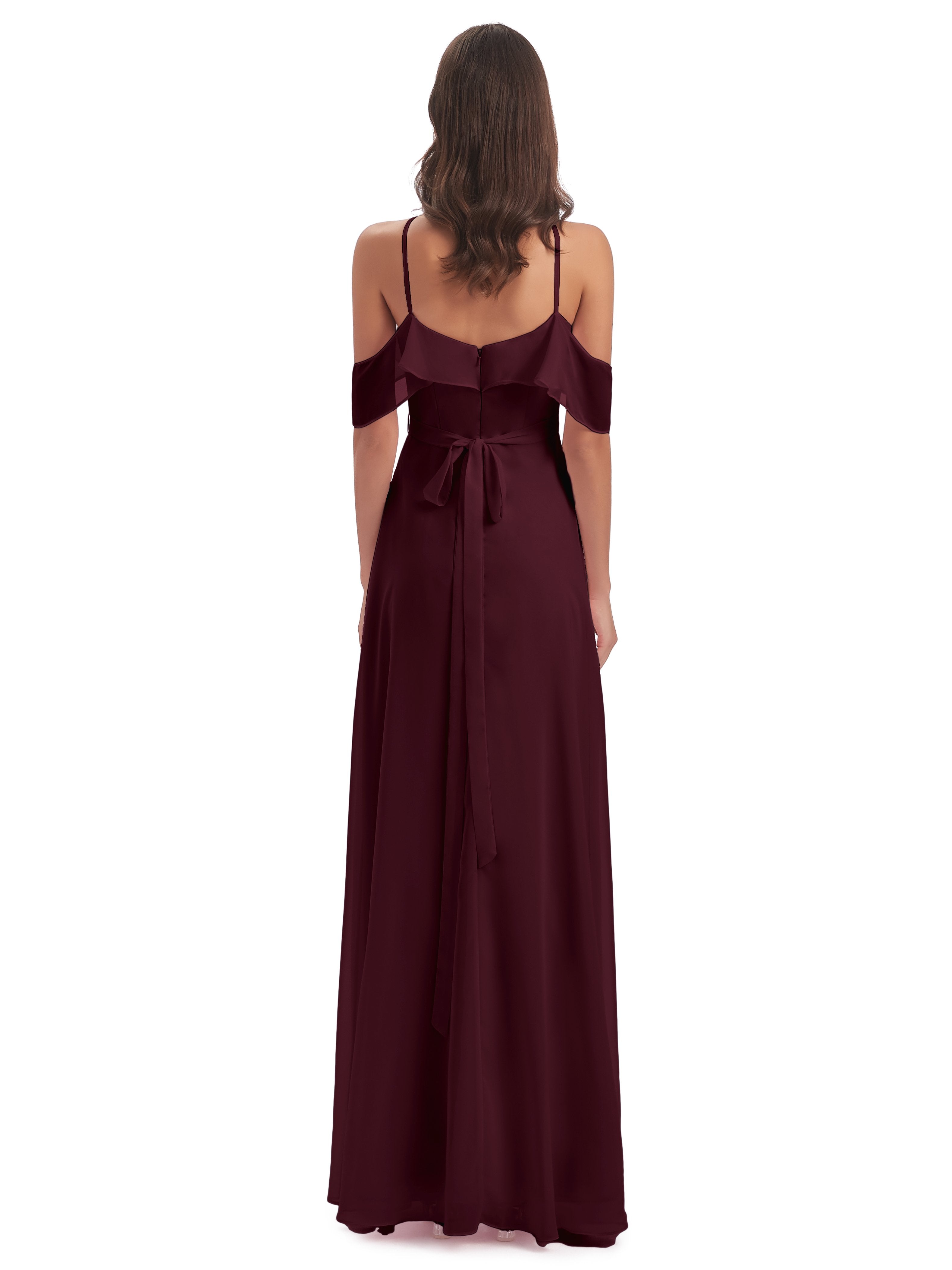 Lillian Sheath Off The Shoulder Chiffon Long Bridesmaid Dresses