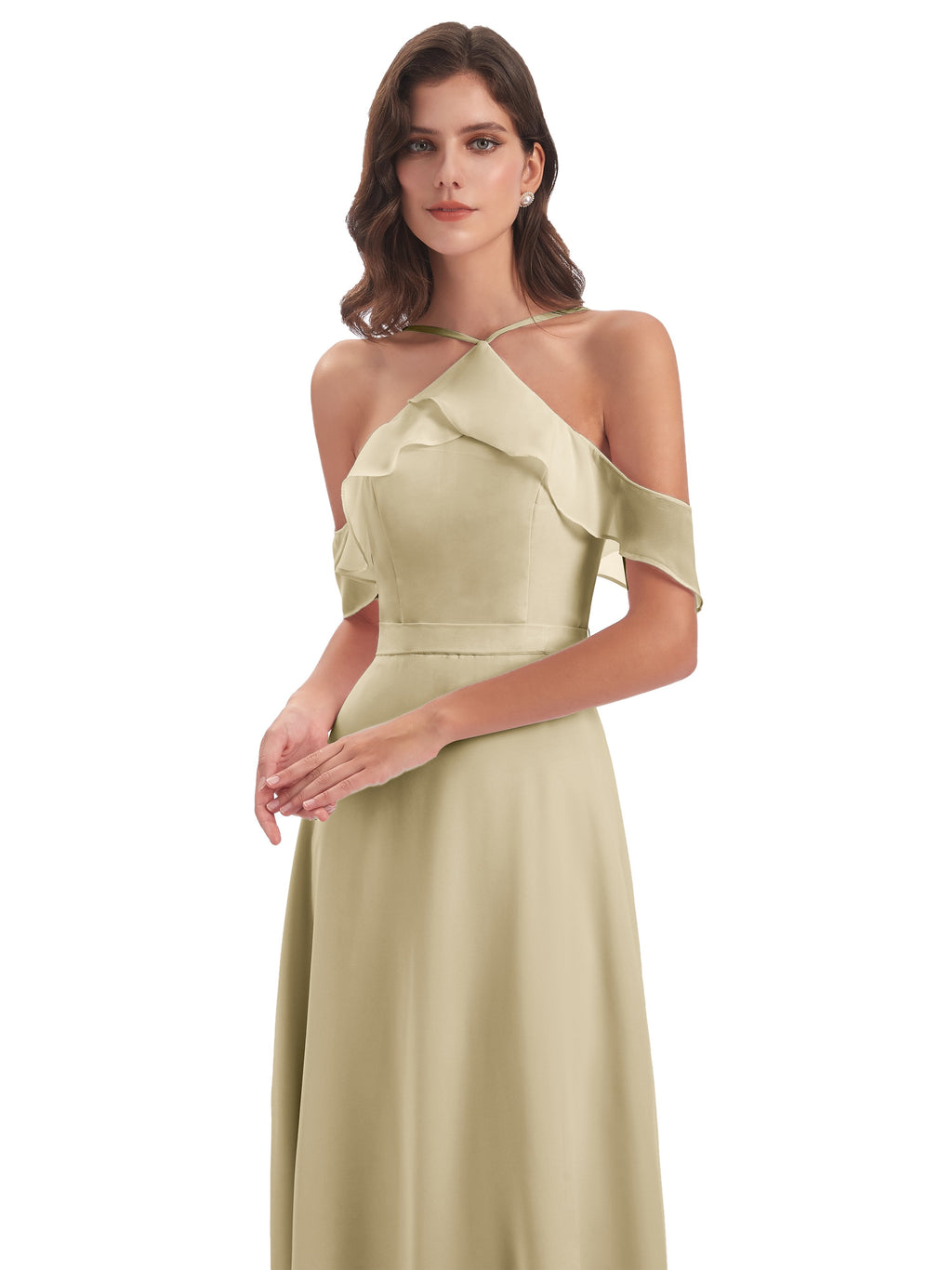Lillian Sheath Off The Shoulder Chiffon Long Bridesmaid Dresses