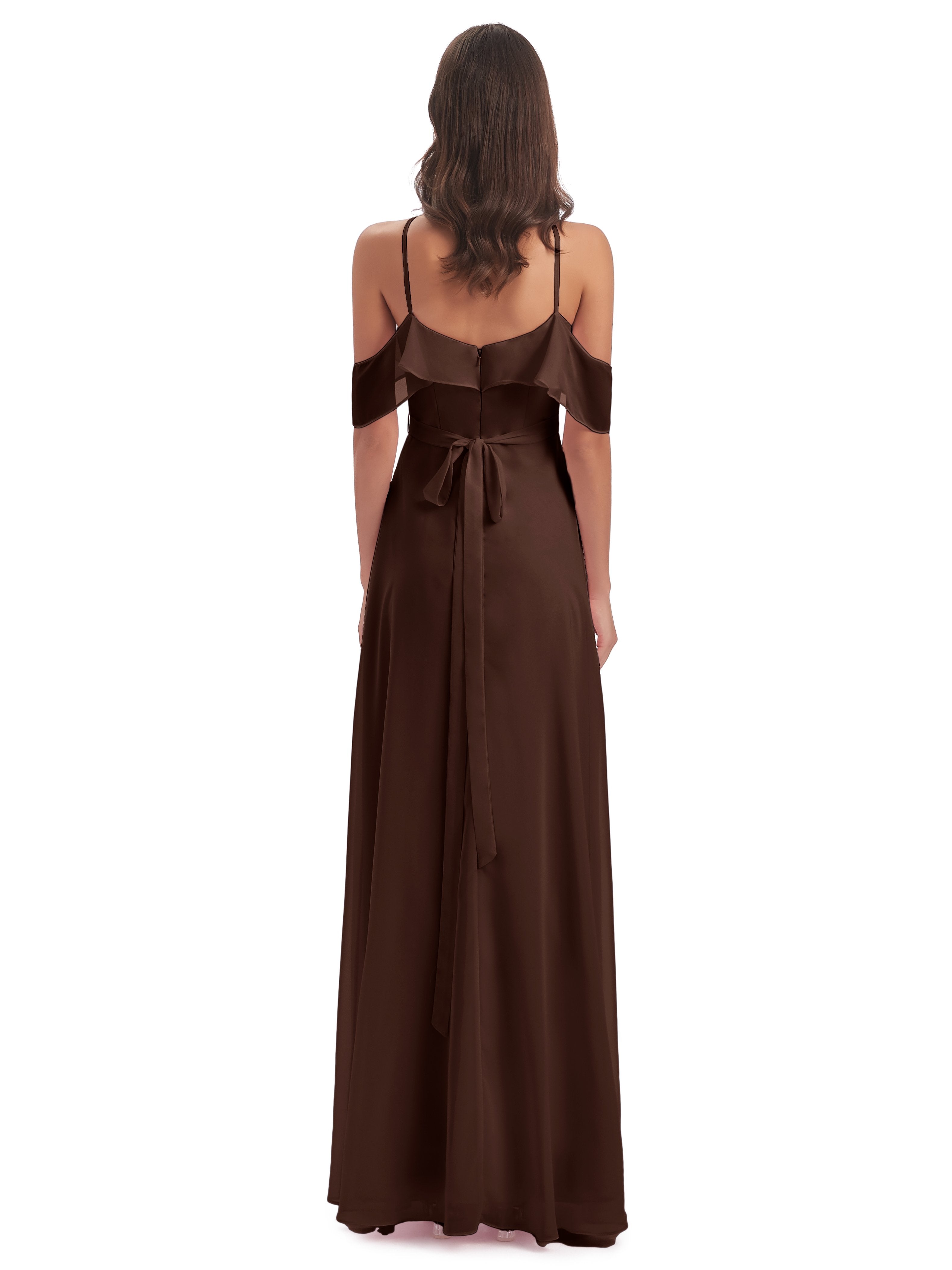 Lillian Sheath Off The Shoulder Chiffon Long Bridesmaid Dresses