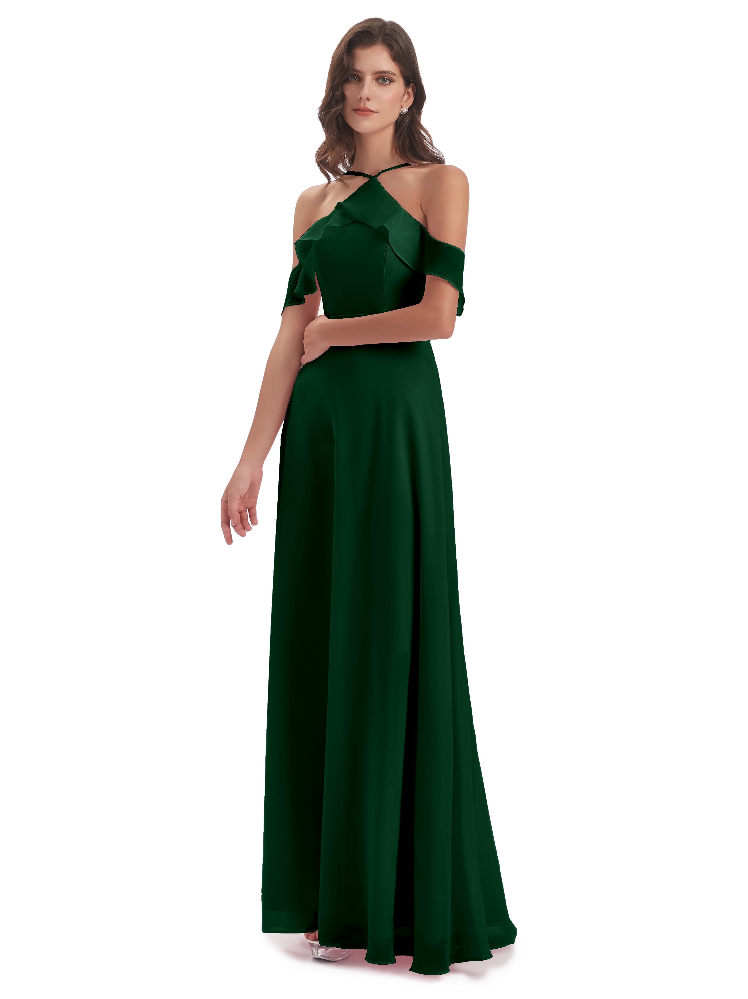 Lillian Sheath Off The Shoulder Chiffon Long Bridesmaid Dresses