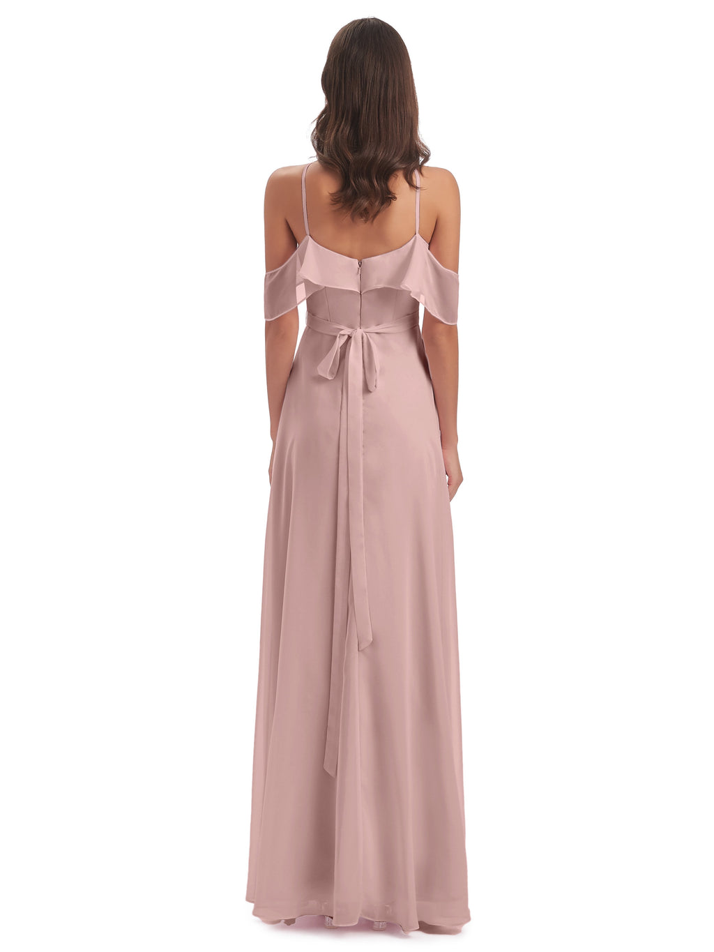 Lillian Sheath Off The Shoulder Chiffon Long Bridesmaid Dresses