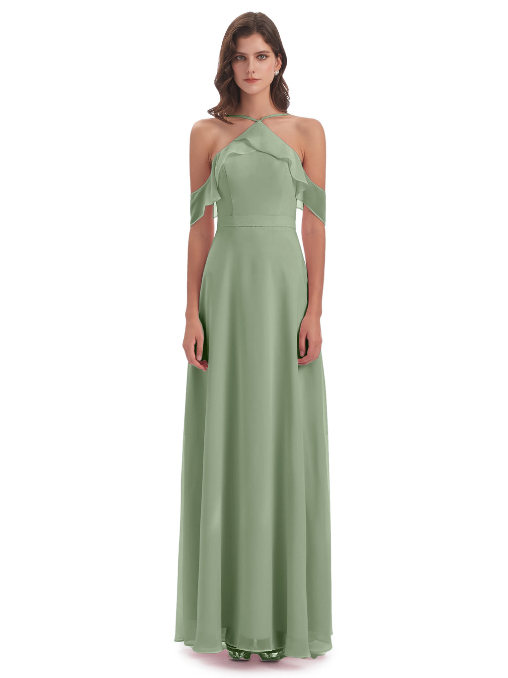 Lillian Sheath Off The Shoulder Chiffon Long Bridesmaid Dresses