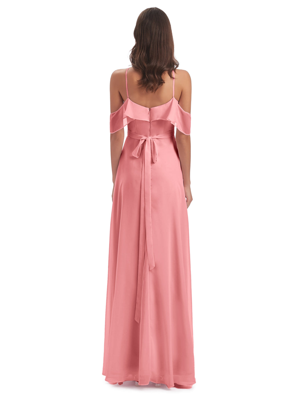 Lillian Sheath Off The Shoulder Chiffon Long Bridesmaid Dresses