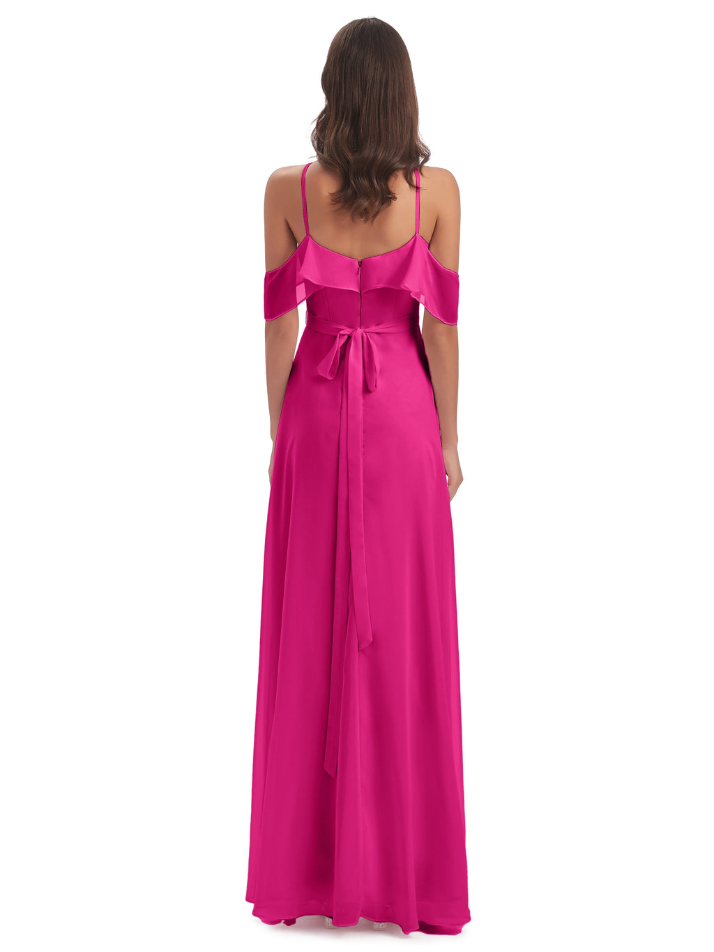 Lillian Sheath Off The Shoulder Chiffon Long Bridesmaid Dresses