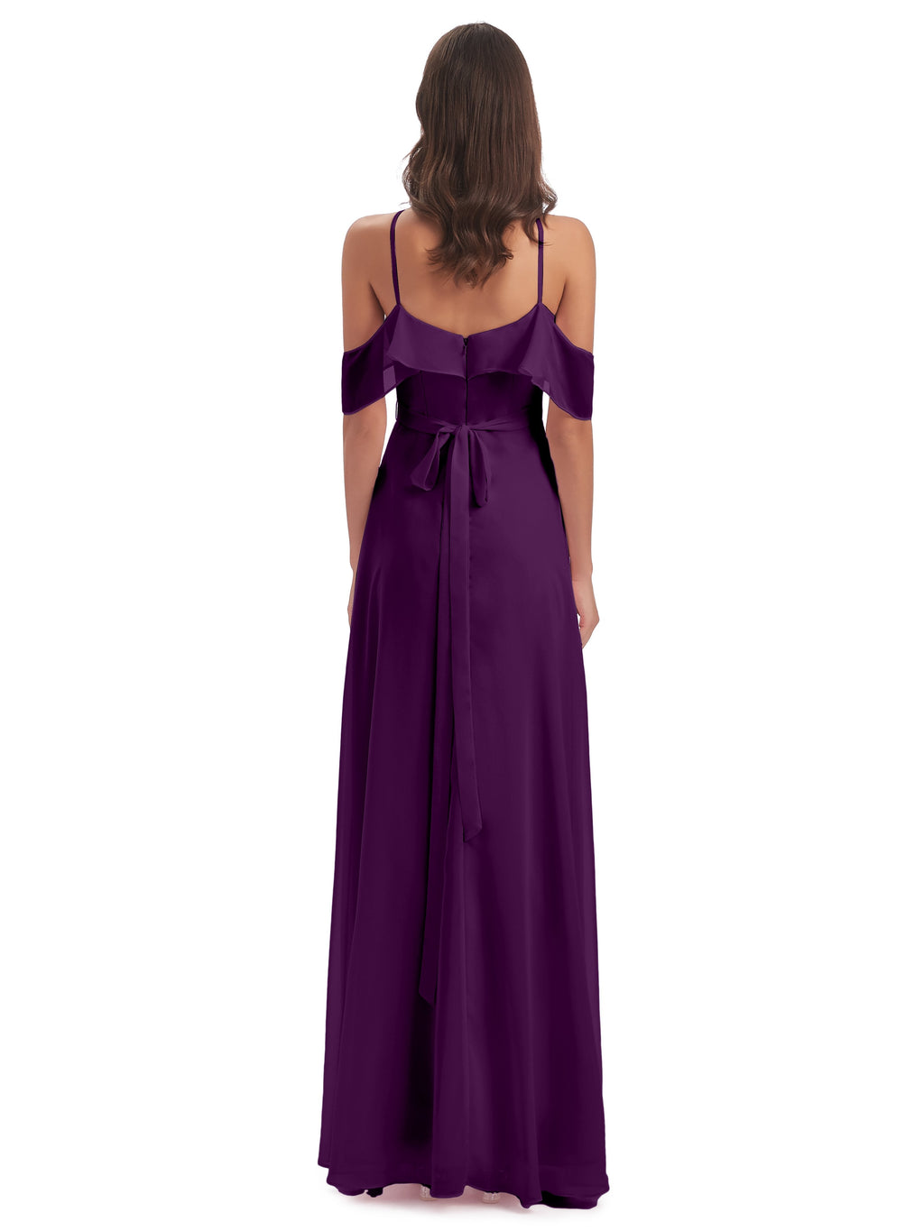 Lillian Sheath Off The Shoulder Chiffon Long Bridesmaid Dresses