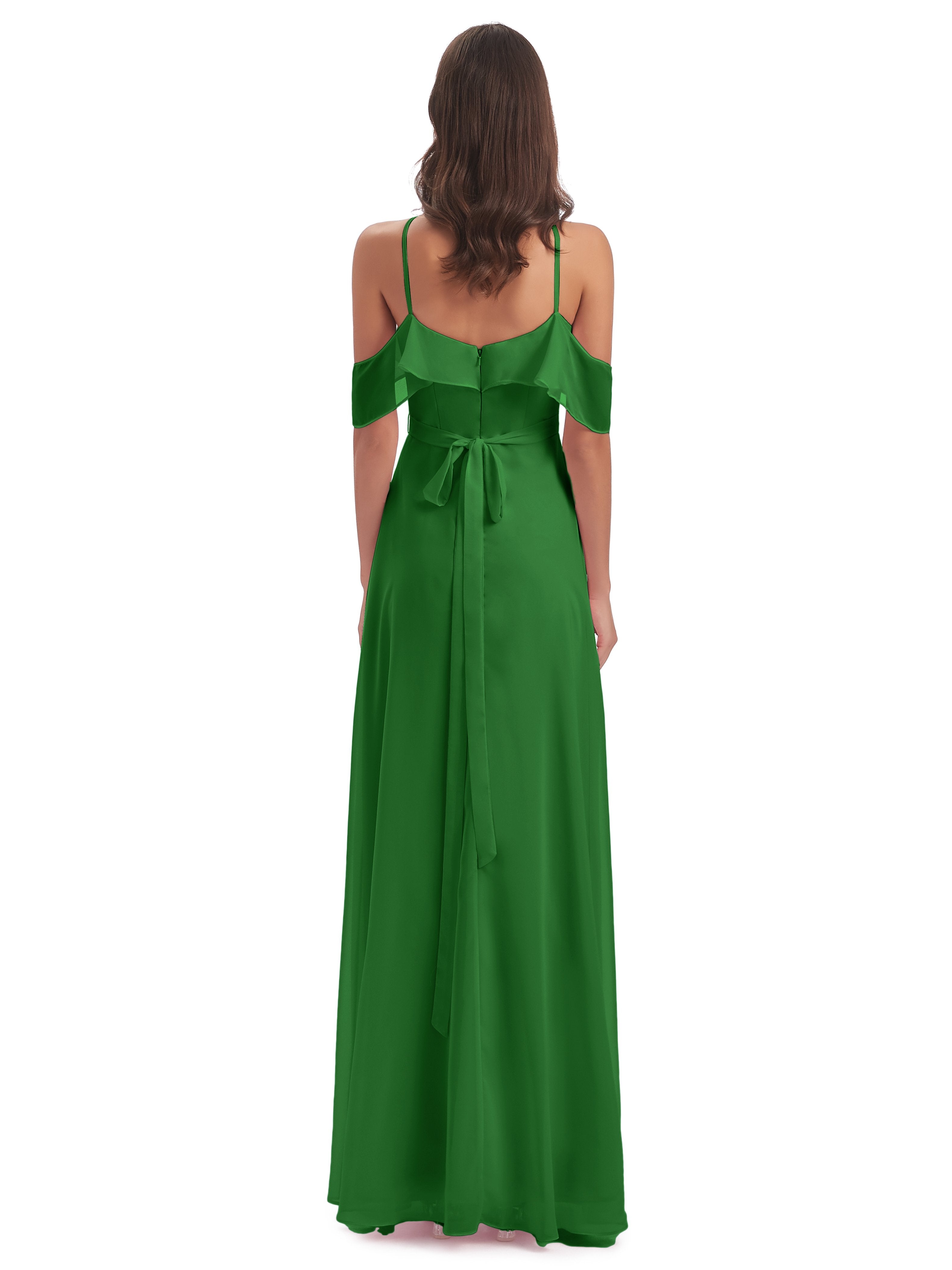 Lillian Sheath Off The Shoulder Chiffon Long Bridesmaid Dresses
