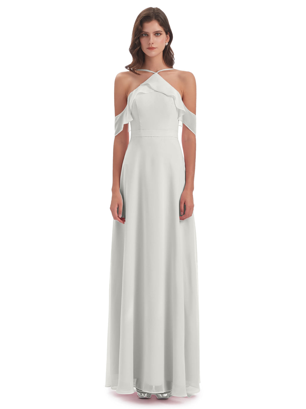 Lillian Sheath Off The Shoulder Chiffon Long Bridesmaid Dresses